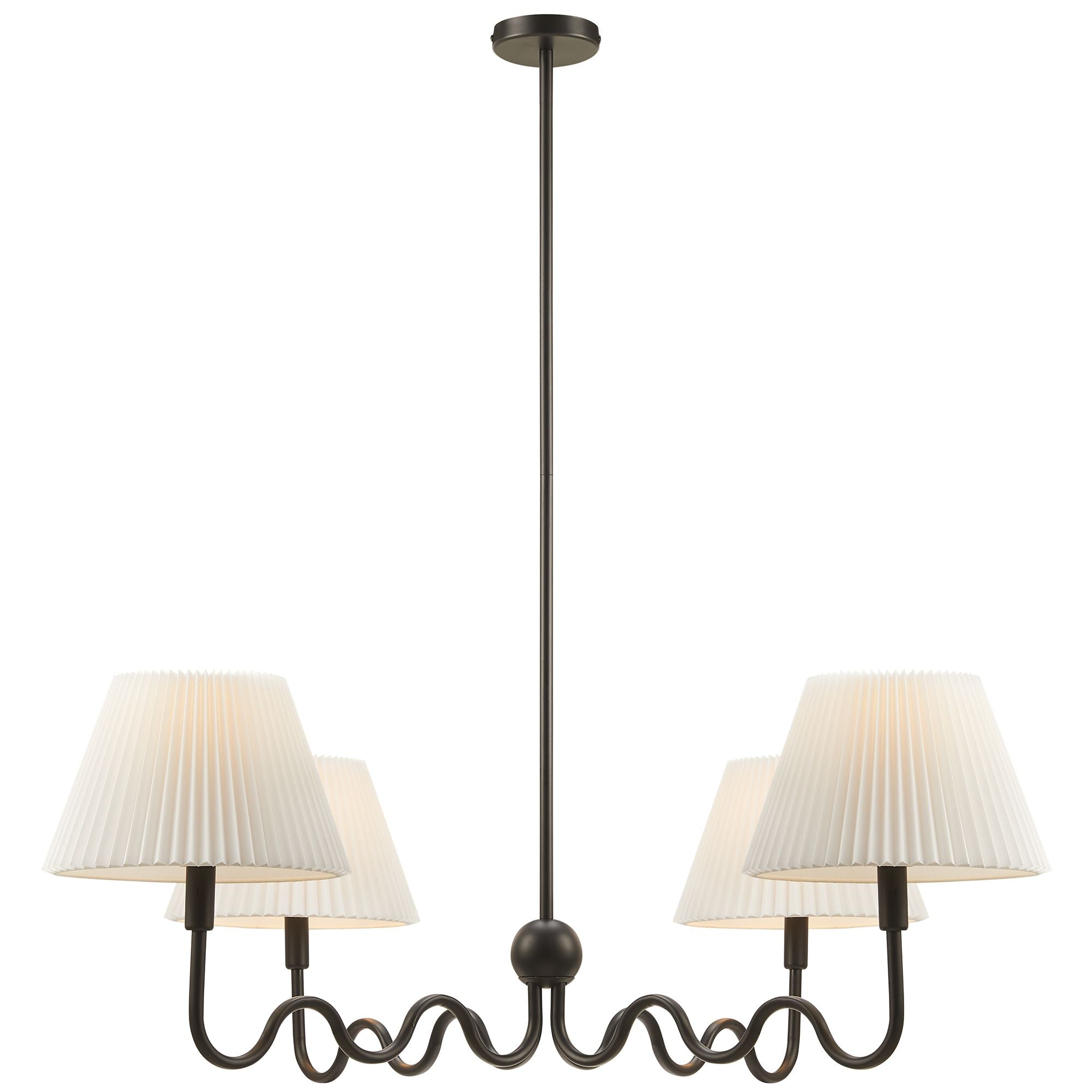 Wave Squiggle 4-Arm Pendant Light, Black