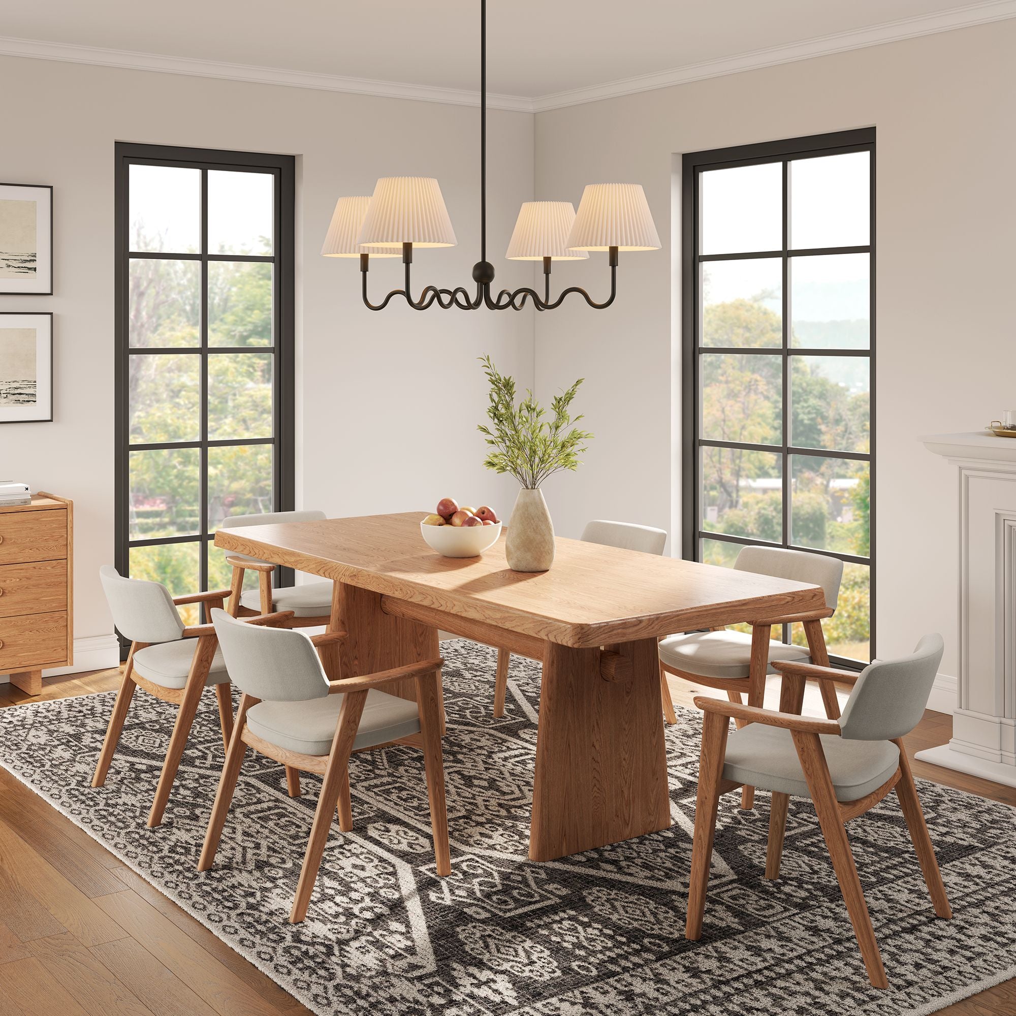 Wave Squiggle 4-Arm Pendant Light, Black