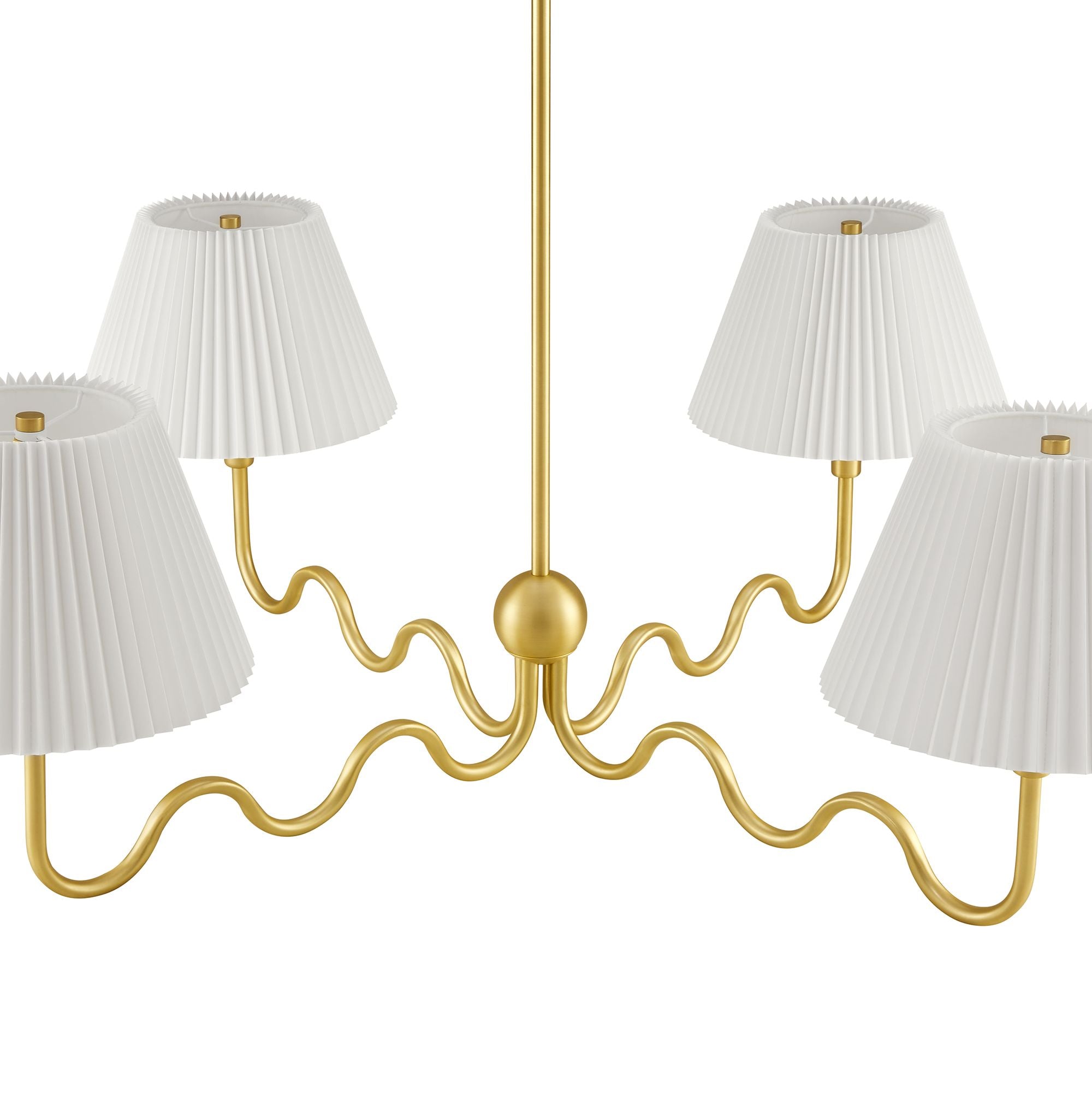 Wave Squiggle 4-Arm Pendant Light, Brass