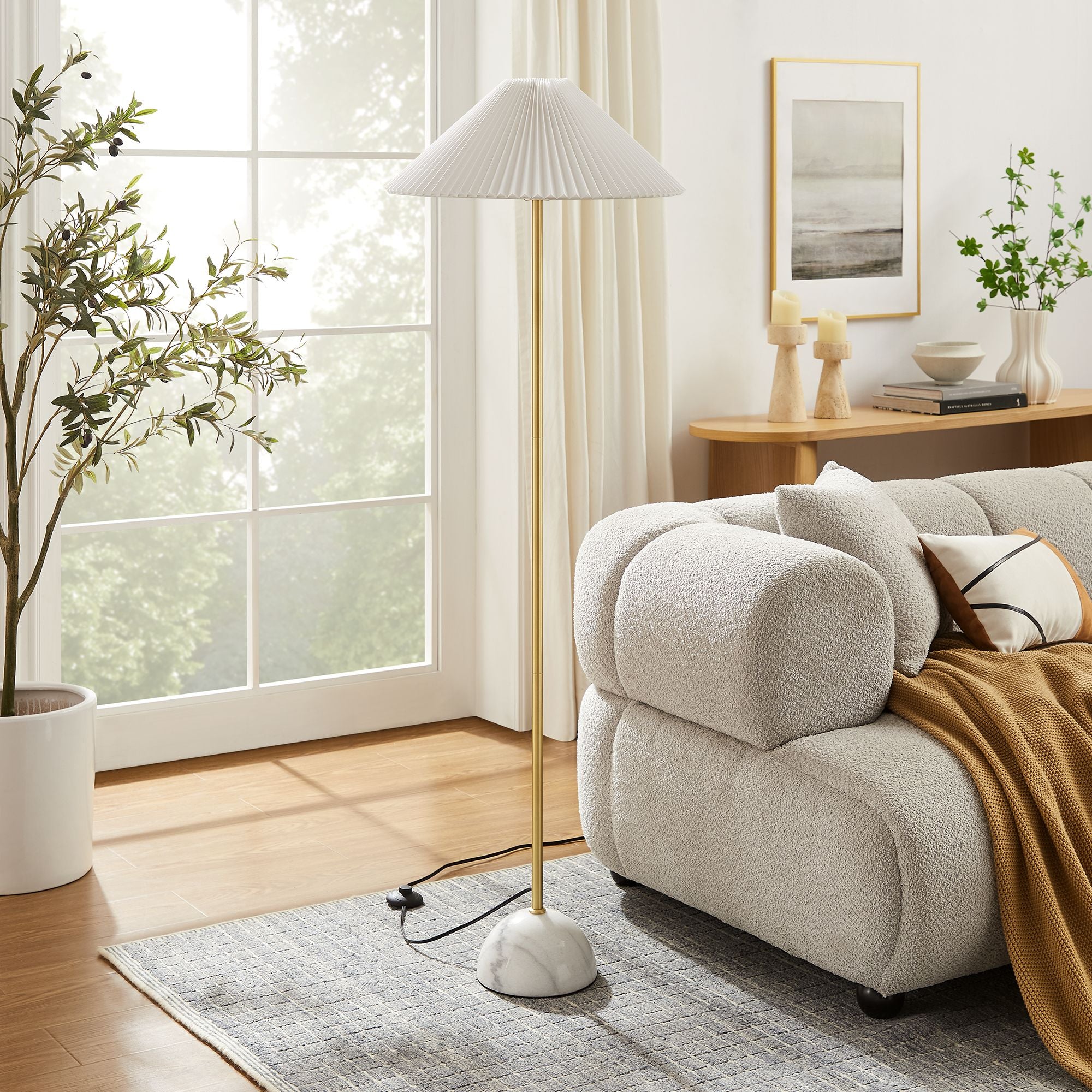 Illusion Marble Dome Floor Lamp, Brass