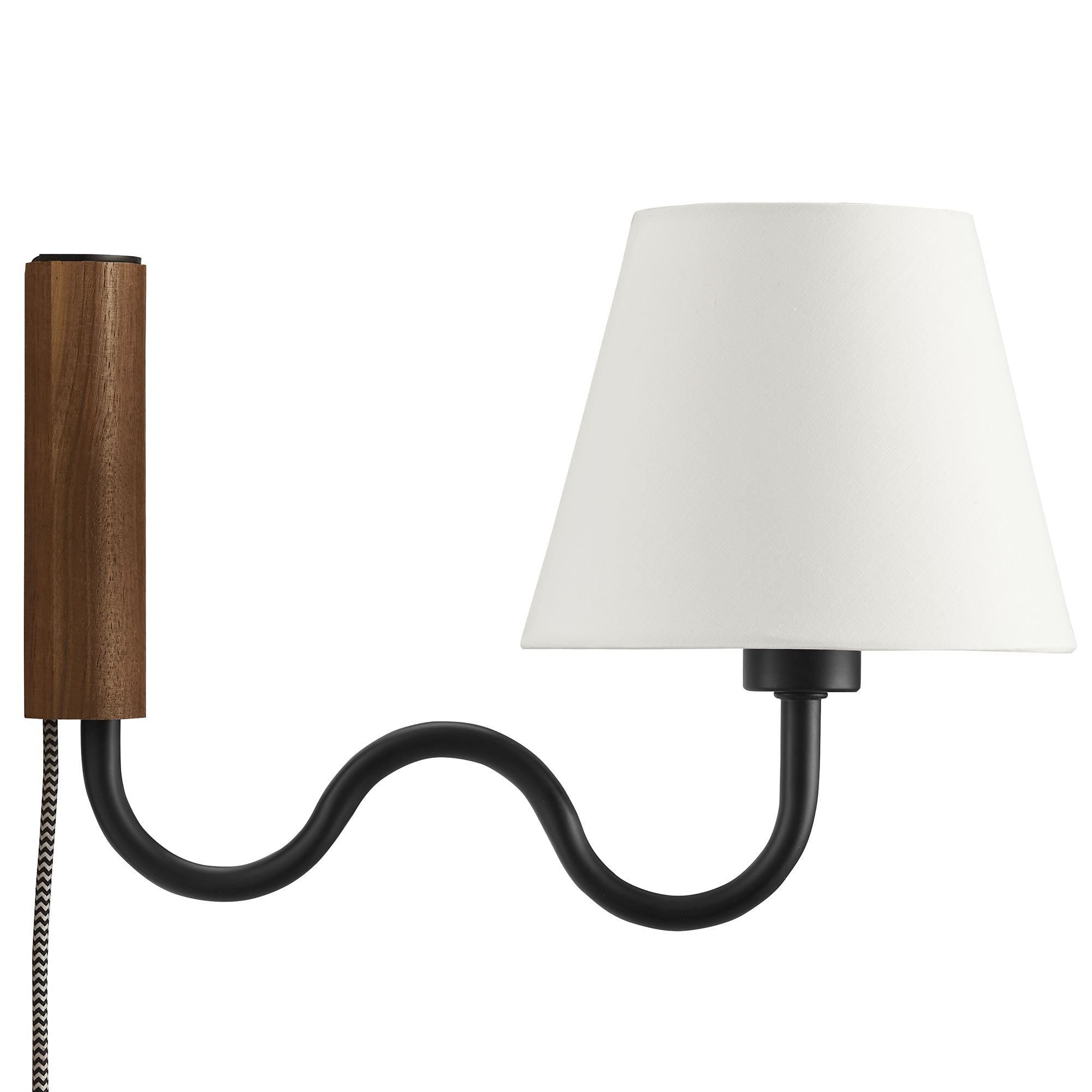 Sunlit Squiggle Arm Wall Sconce, Walnut Black