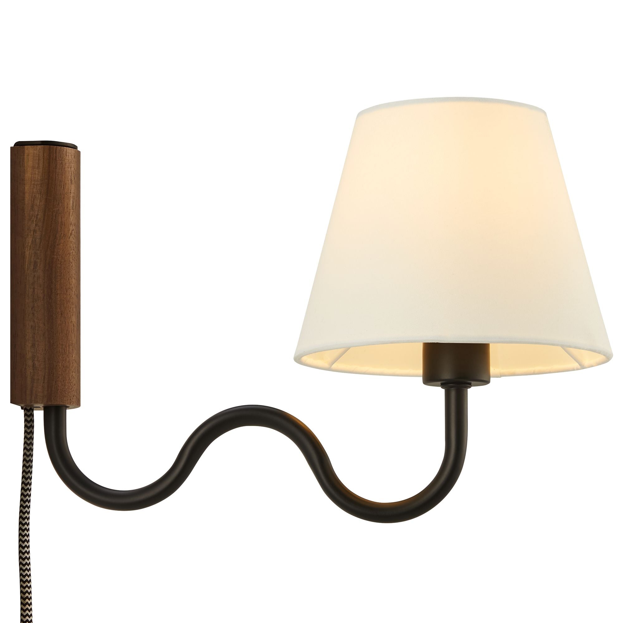 Sunlit Squiggle Arm Wall Sconce, Walnut Black