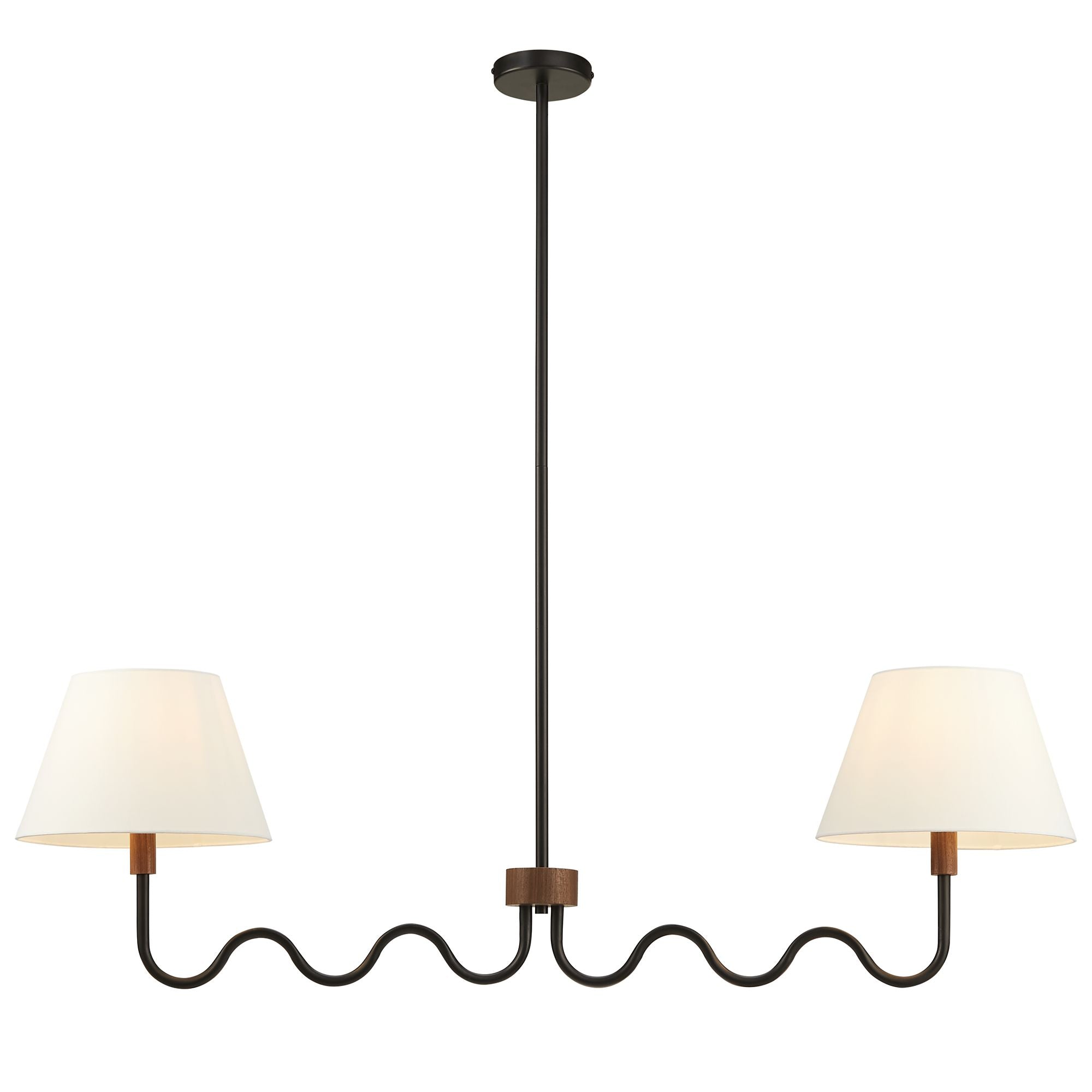Sunlit Squiggle 2-Arm Pendant Light, Walnut Black