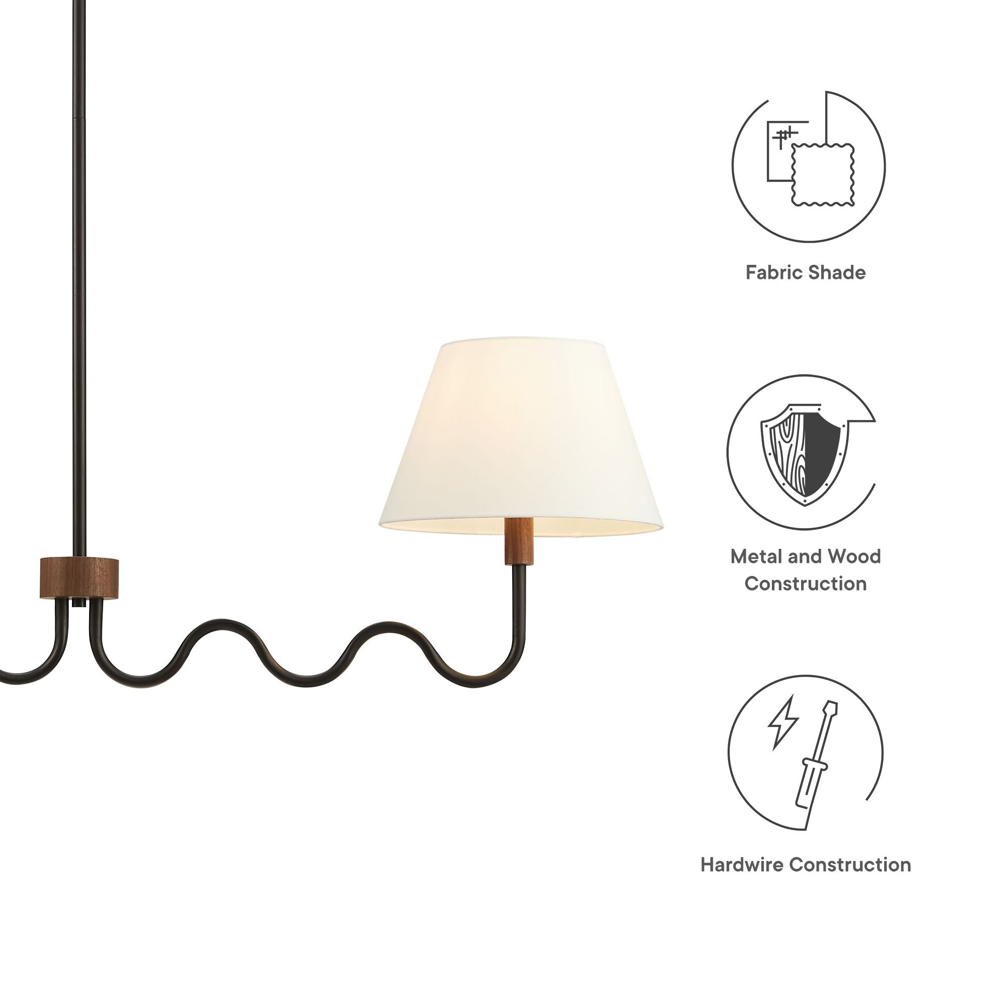 Sunlit Squiggle 2-Arm Pendant Light, Walnut Black