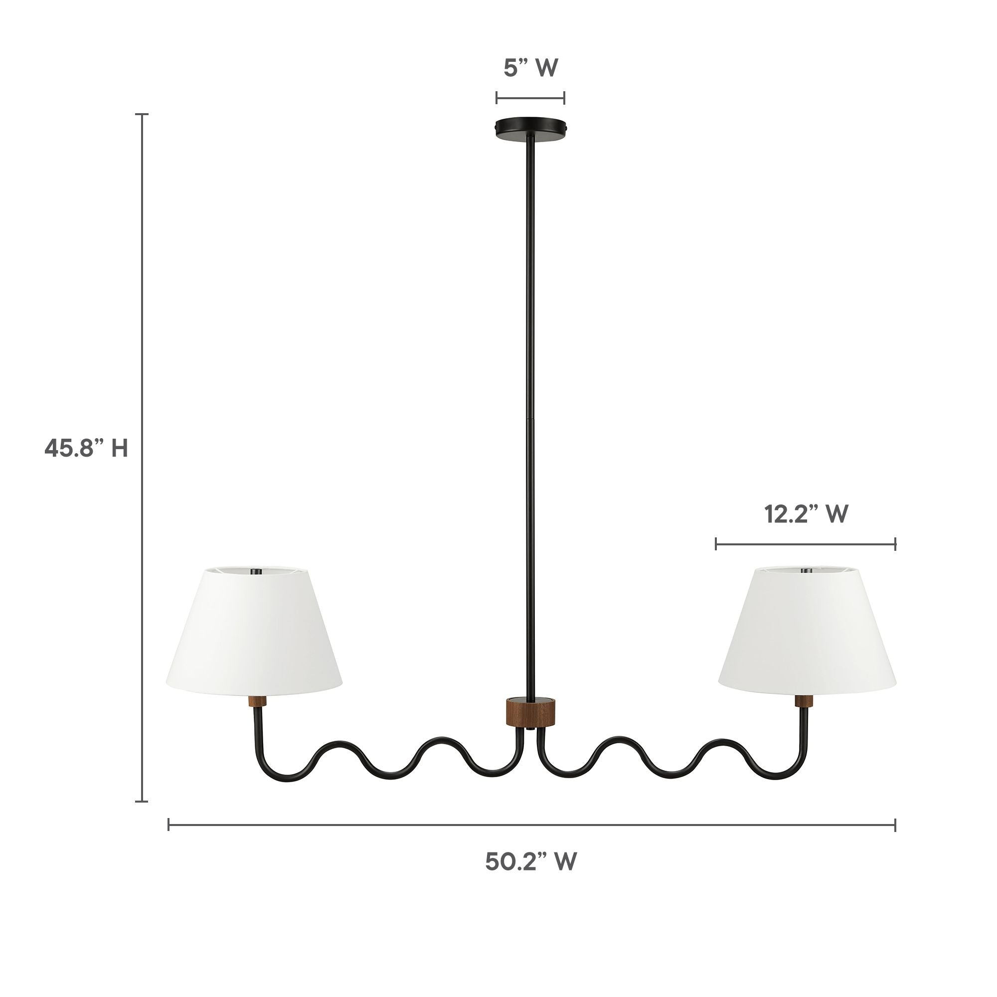 Sunlit Squiggle 2-Arm Pendant Light, Walnut Black