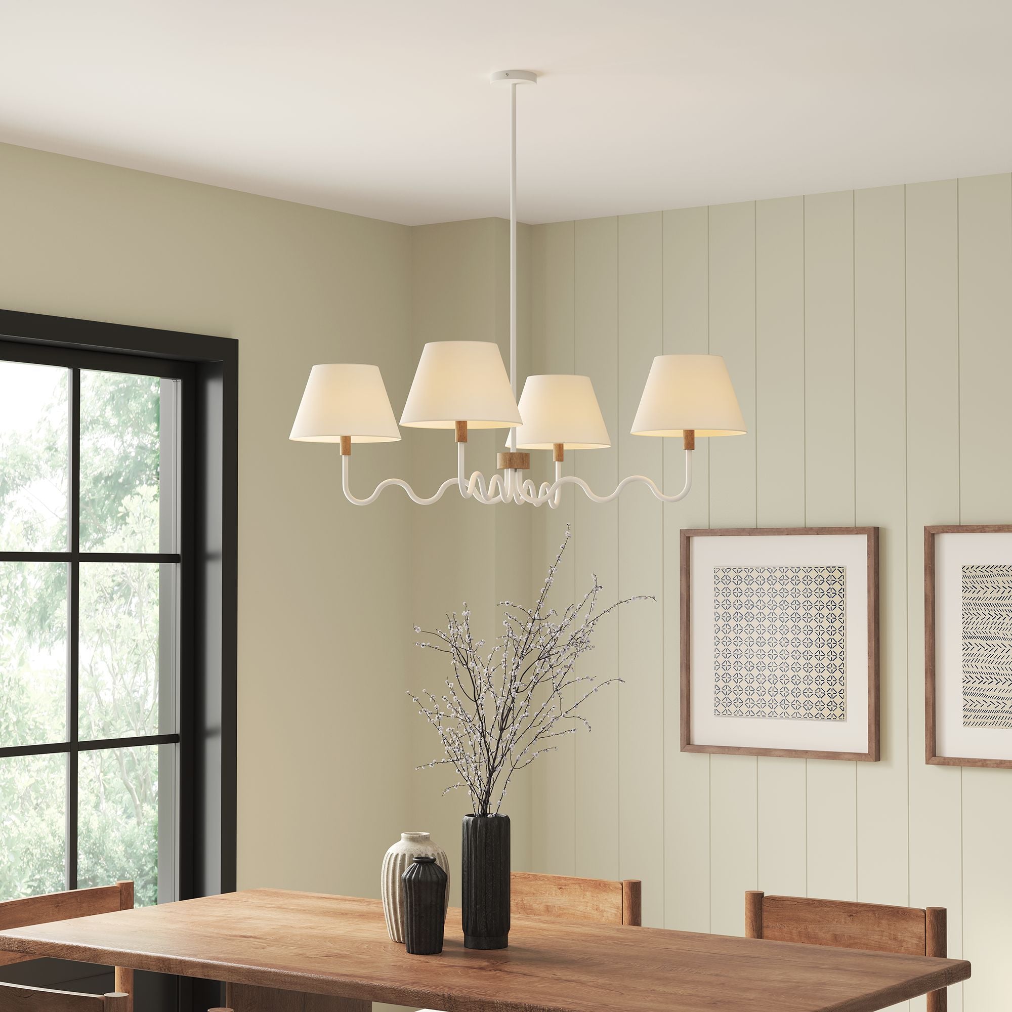 Sunlit Squiggle 4-Arm Pendant Light, Natural White