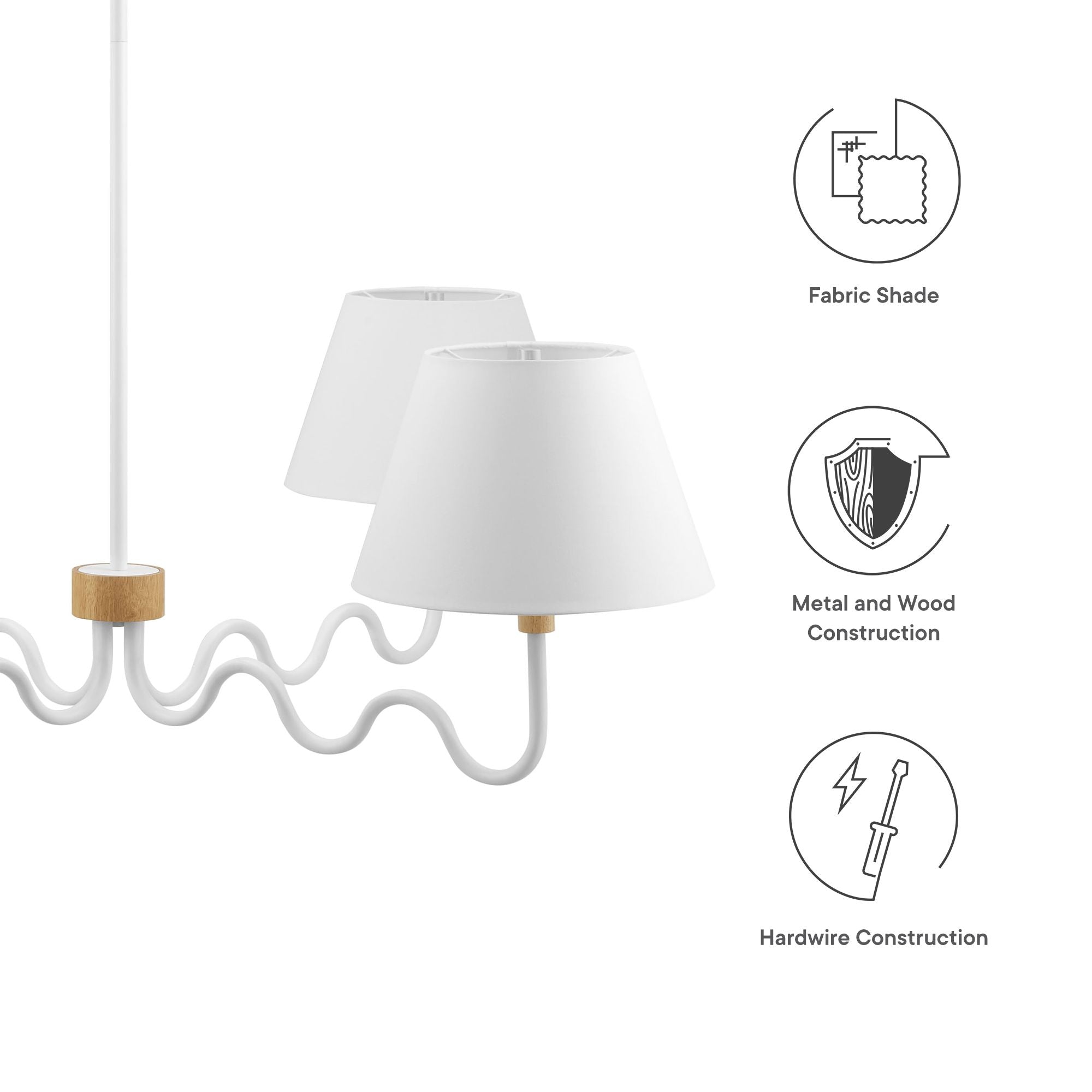 Sunlit Squiggle 4-Arm Pendant Light, Natural White