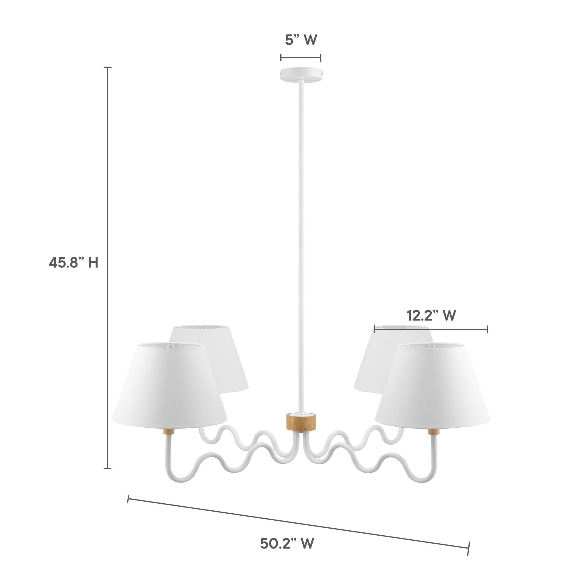 Sunlit Squiggle 4-Arm Pendant Light, Natural White