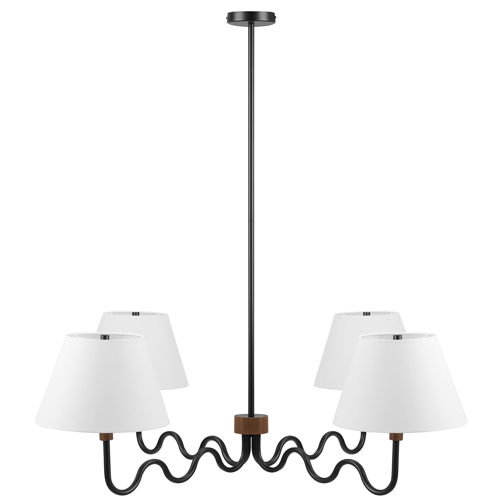 Sunlit Squiggle 4-Arm Pendant Light, Walnut Black