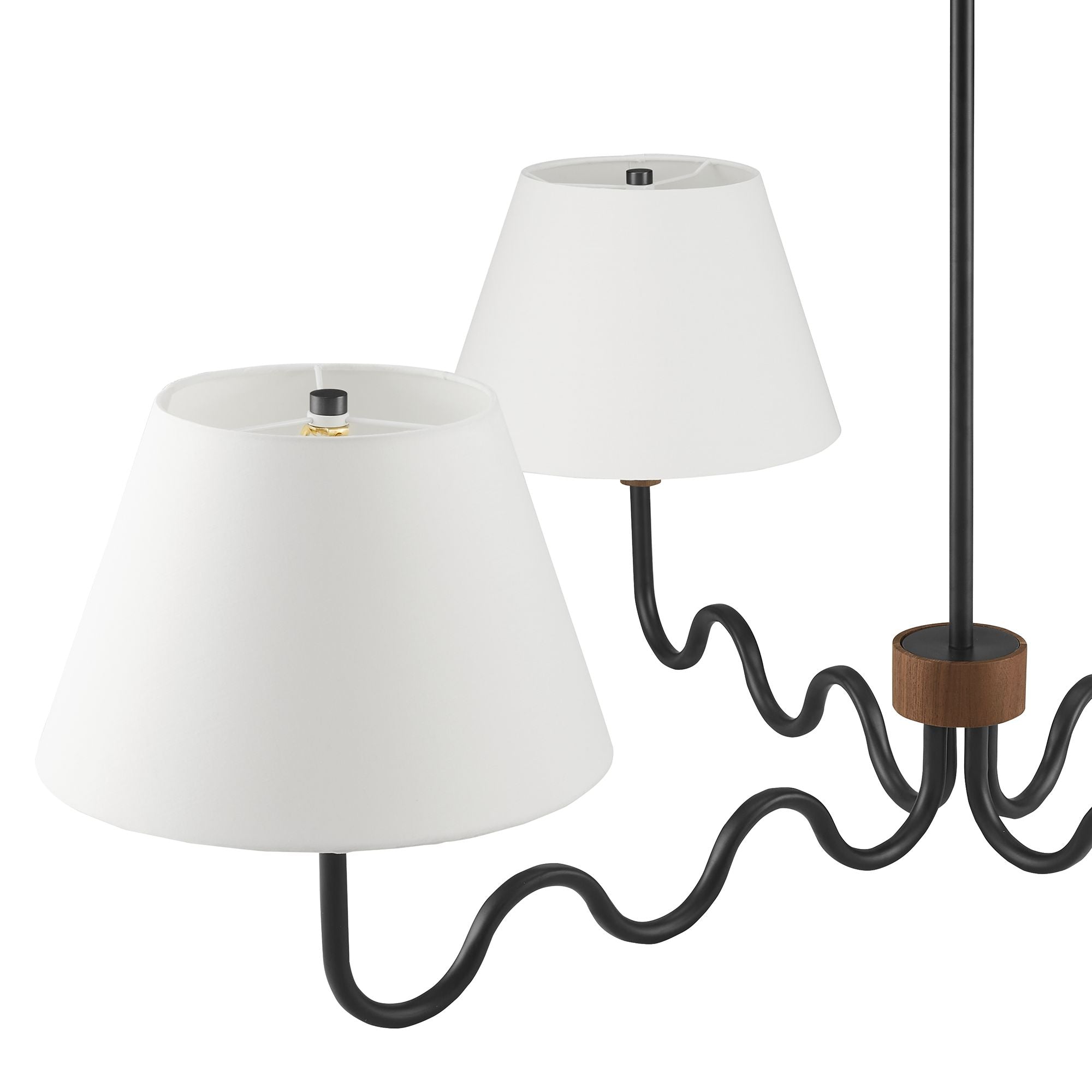 Sunlit Squiggle 4-Arm Pendant Light, Walnut Black