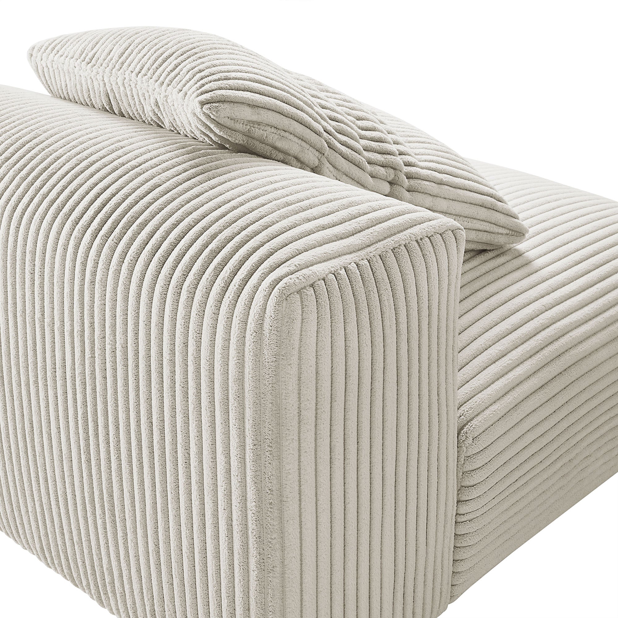 Solace Modular Corduroy Upholstered Armless Chair, Almond