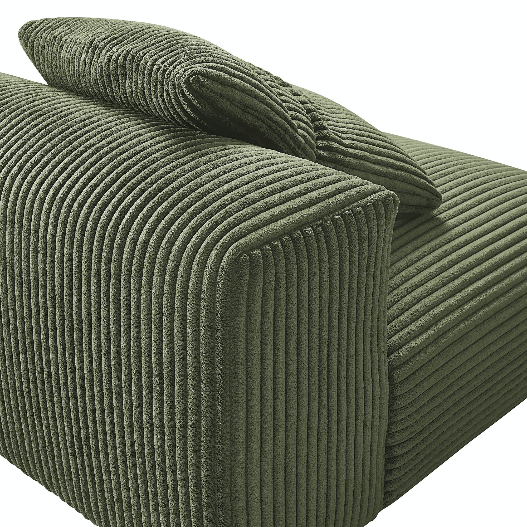 Solace Modular Corduroy Upholstered Armless Chair, Fern
