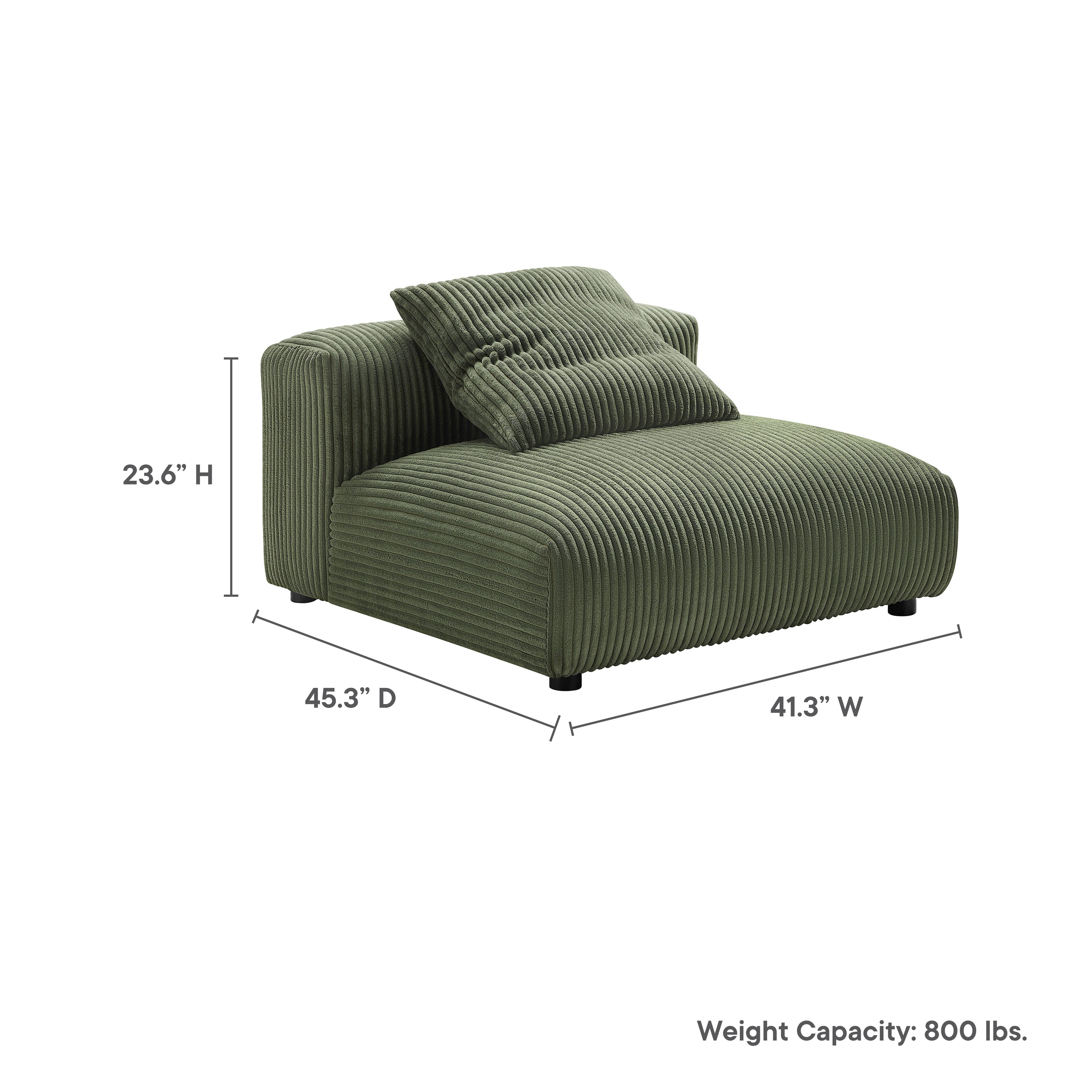 Solace Modular Corduroy Upholstered Armless Chair, Fern