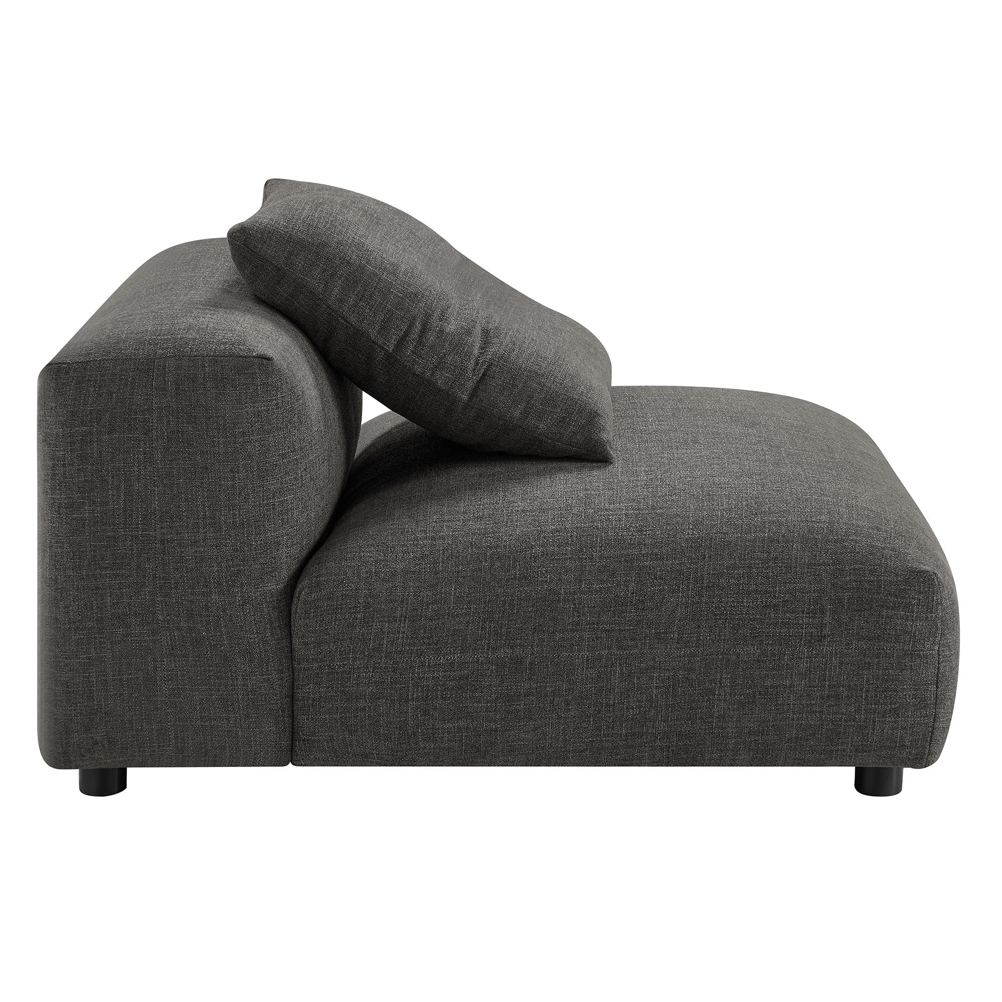 Solace Modular Upholstered Fabric Armless Chair and Ottoman Set, Charcoal