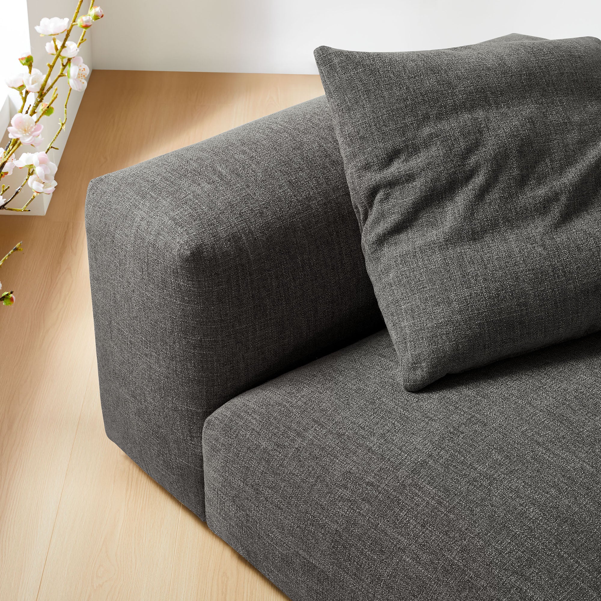 Solace Modular Upholstered Fabric Armless Chair, Charcoal