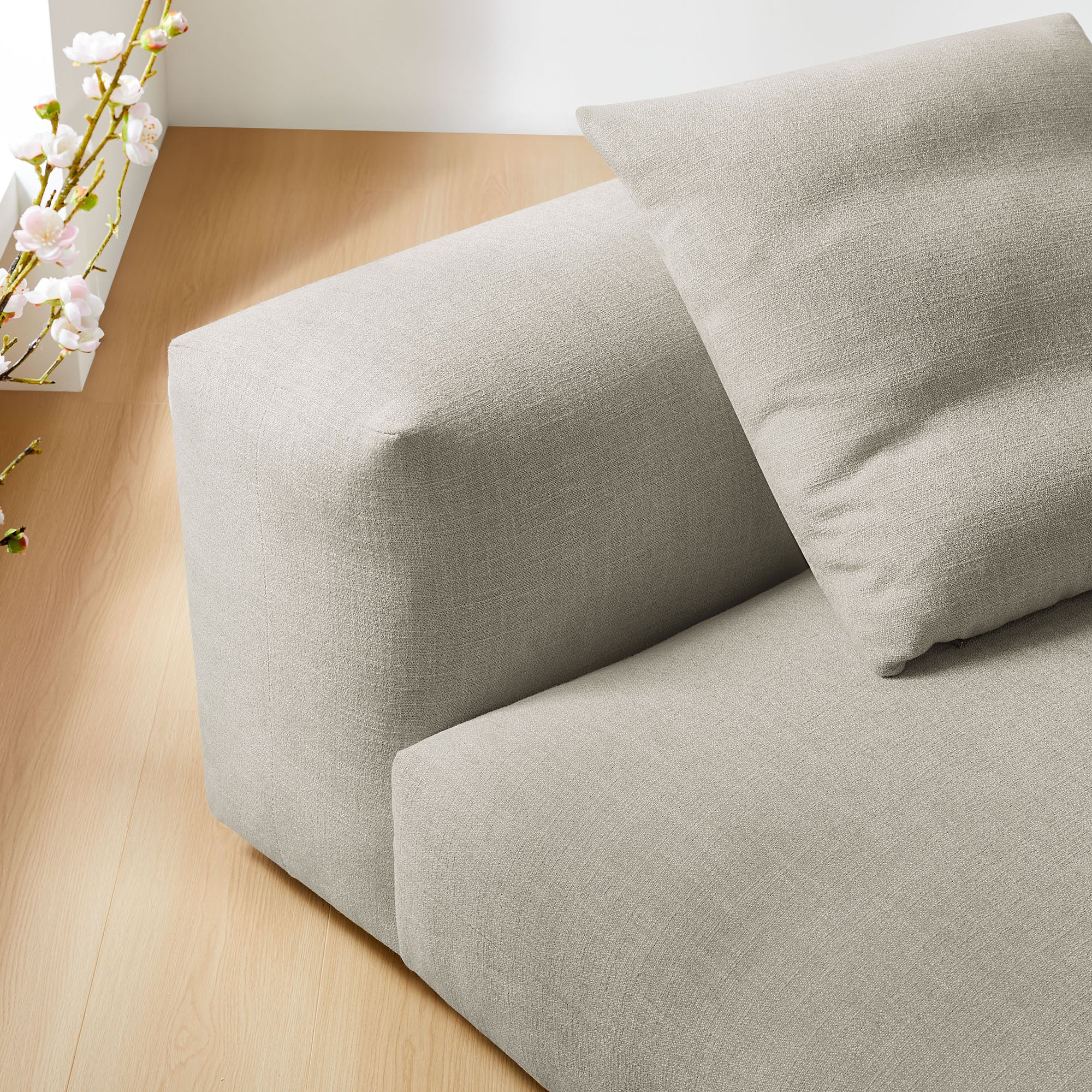 Solace Modular Upholstered Fabric Armless Chair, Linen