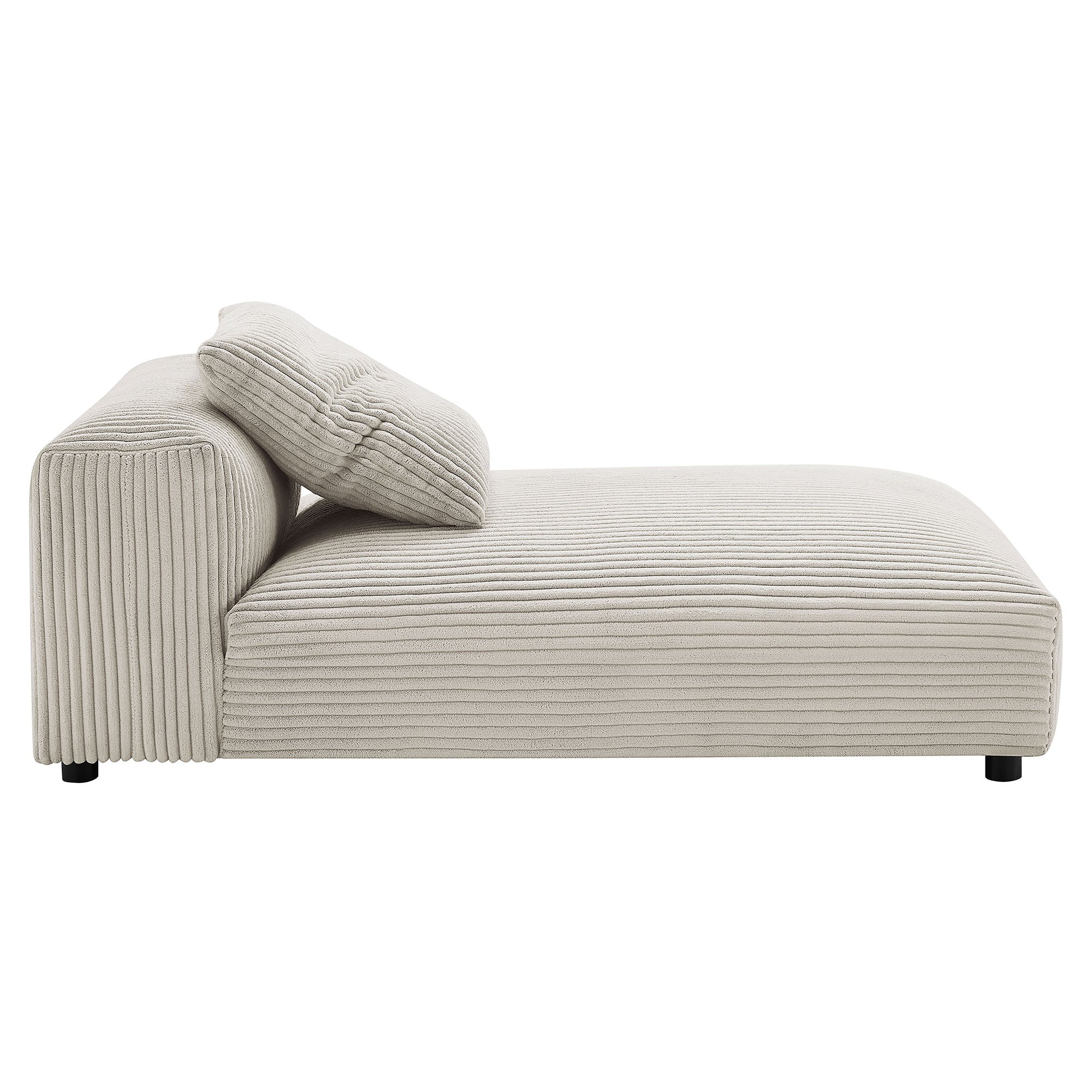 Solace 2-Piece Modular Corduroy Upholstered Sectional Sofa With Chaise, Almond