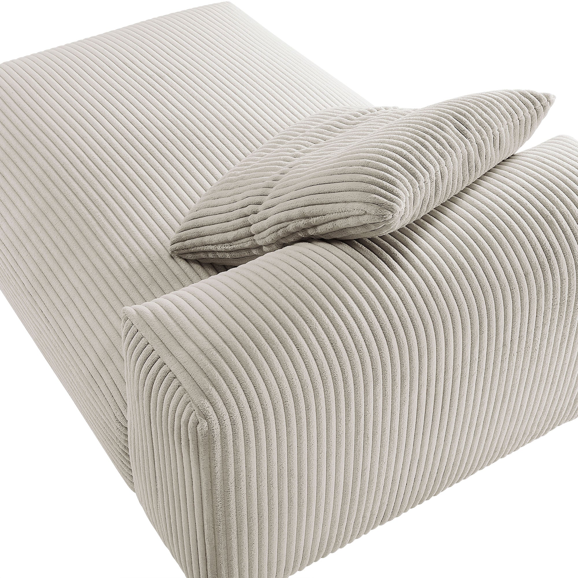 Solace Modular Corduroy Upholstered Armless Chaise Lounge, Almond