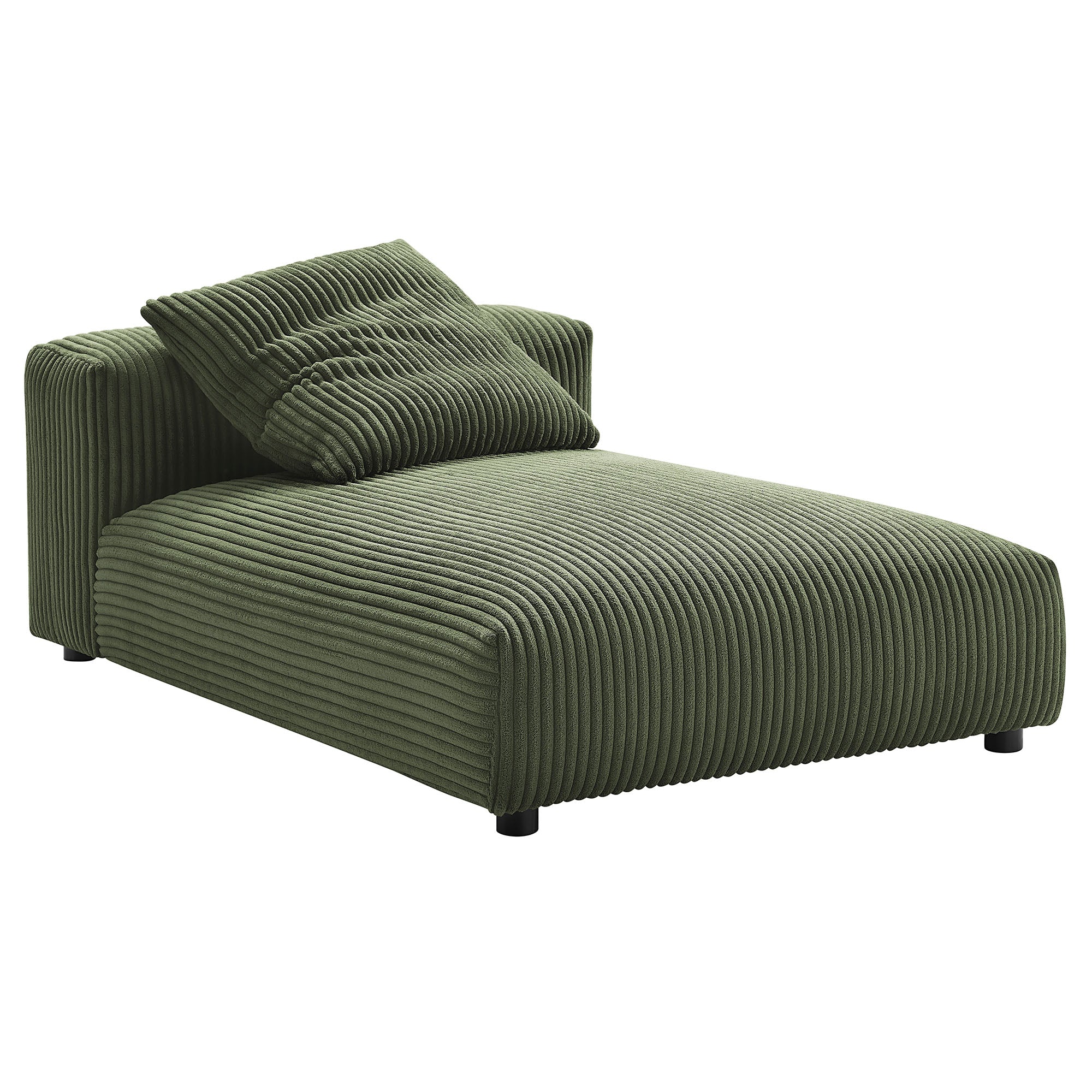 Solace 4-Piece Modular Corduroy Upholstered Sectional Sofa With Ottoman, Fern