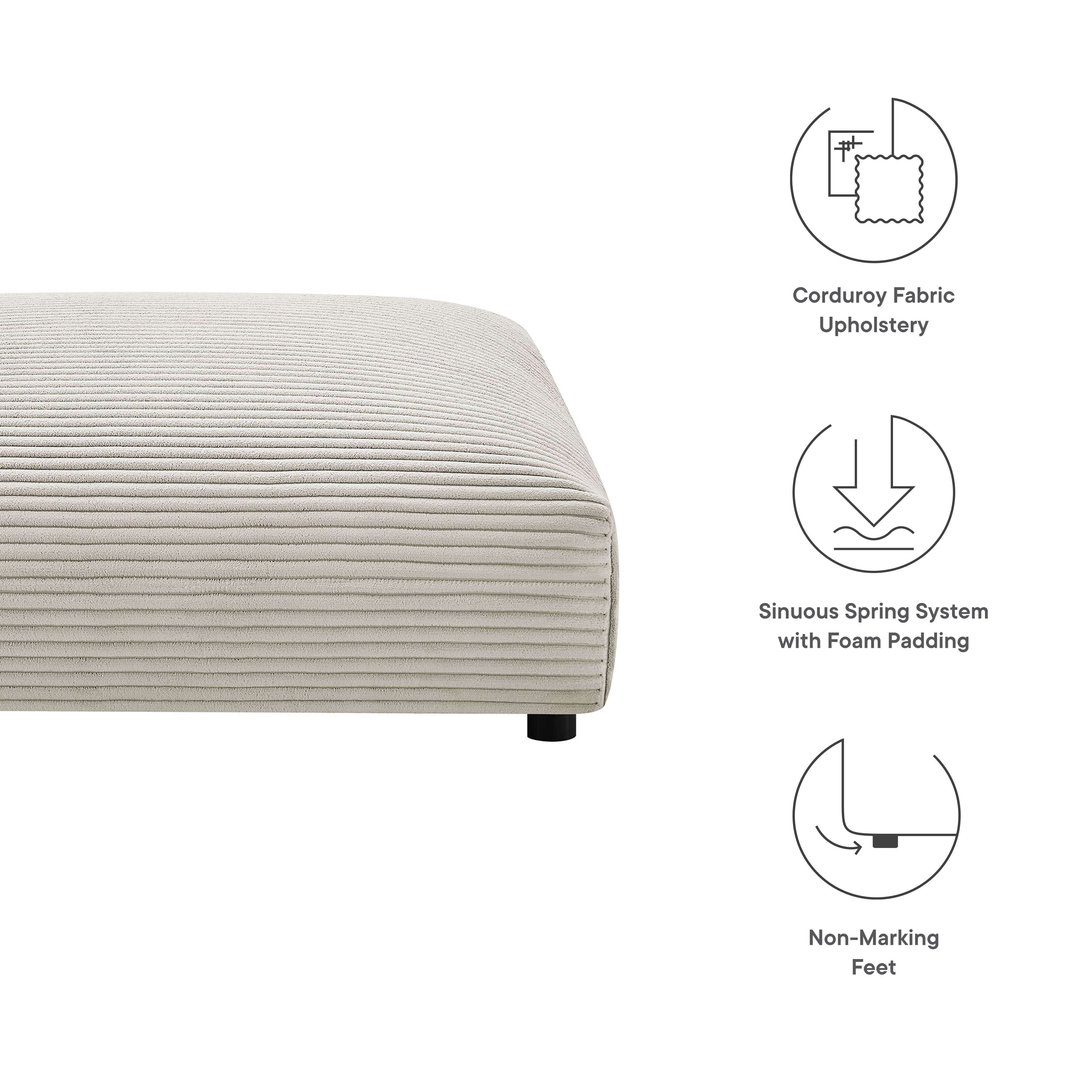 Solace Modular Corduroy Upholstered Ottoman, Almond