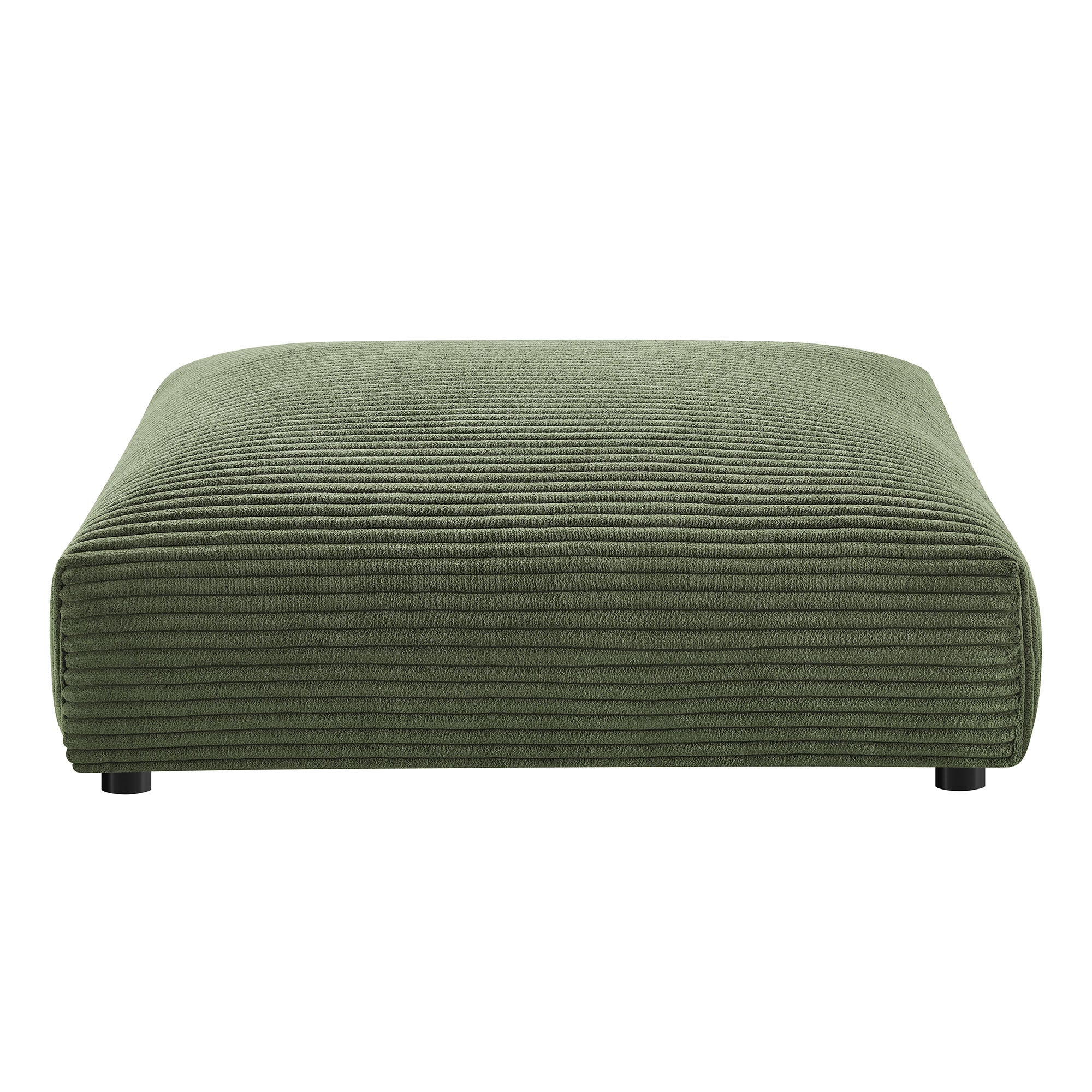Solace Modular Corduroy Upholstered Armless Loveseat and Ottoman Set, Fern