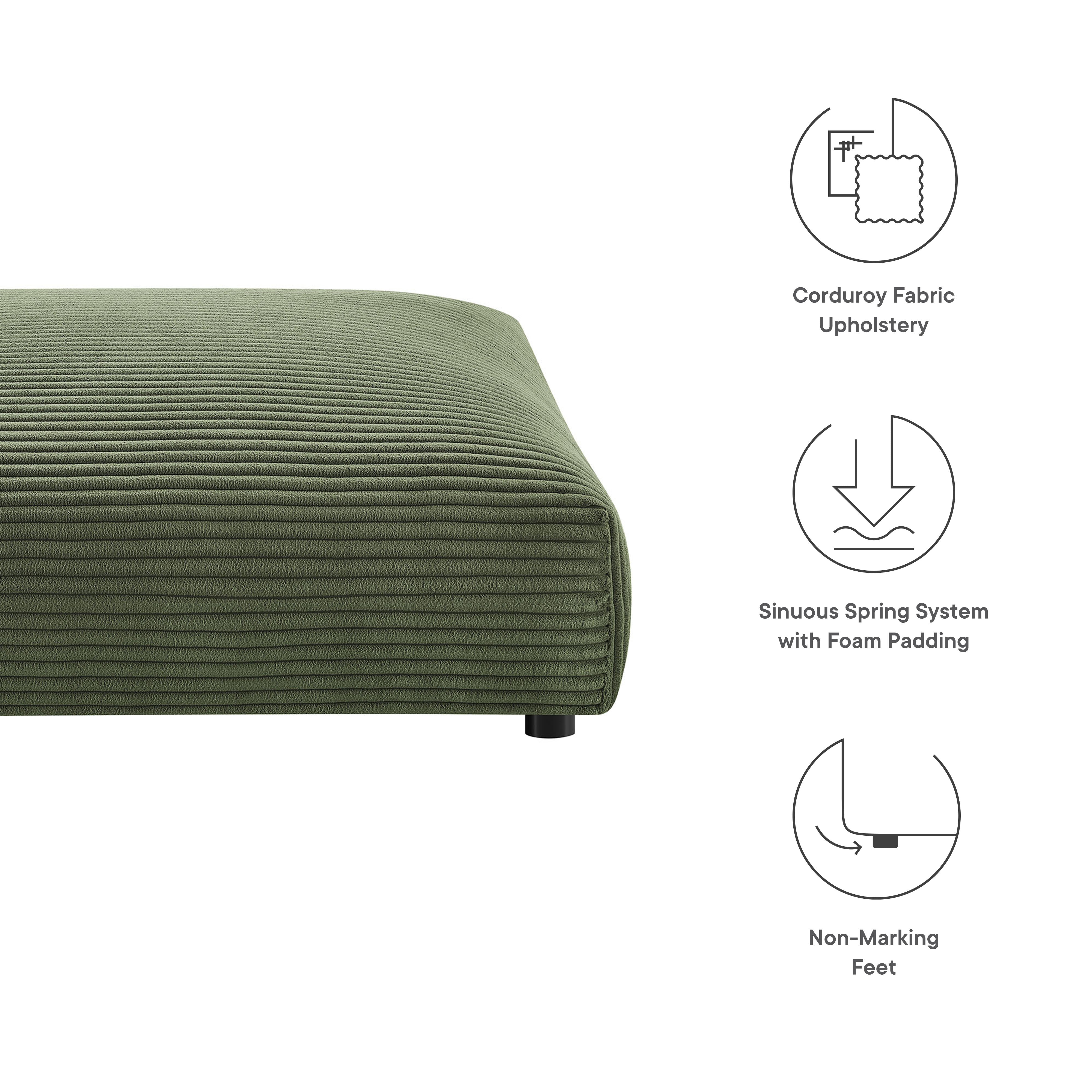 Solace Modular Corduroy Upholstered Ottoman, Fern