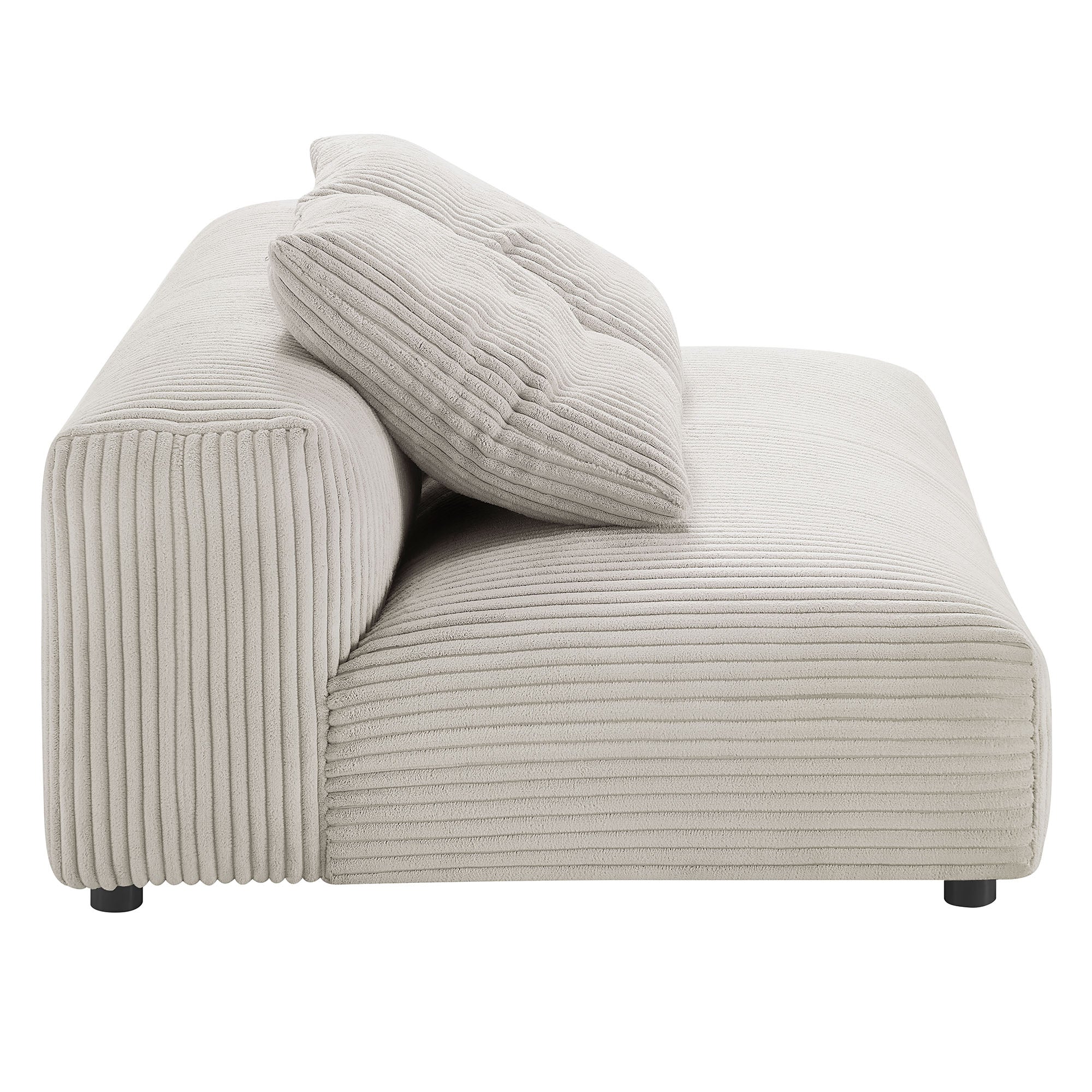 Solace 2-Piece Modular Corduroy Upholstered Sectional Sofa With Chaise, Almond