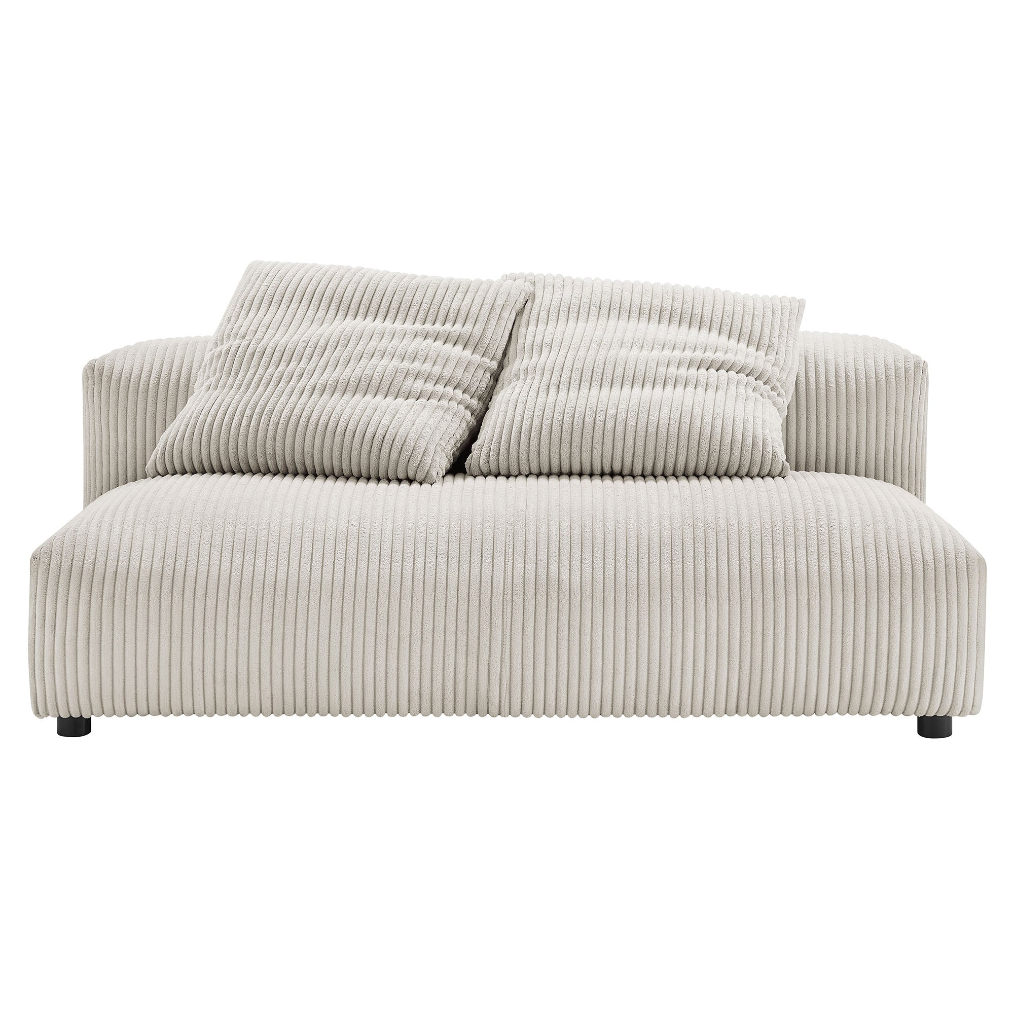 Solace Modular Corduroy Upholstered Armless Loveseat, Almond