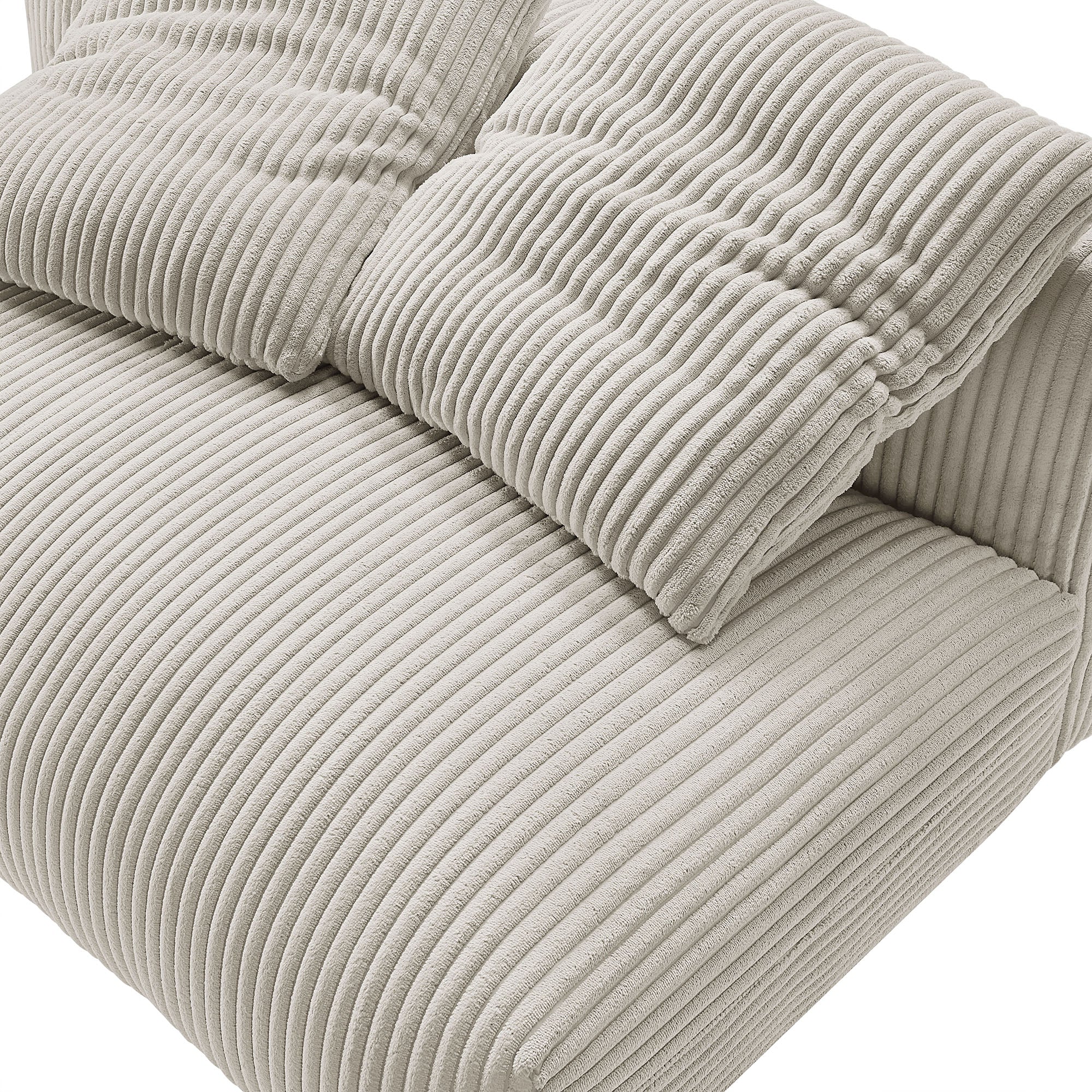 Solace Modular Corduroy Upholstered Armless Loveseat, Almond