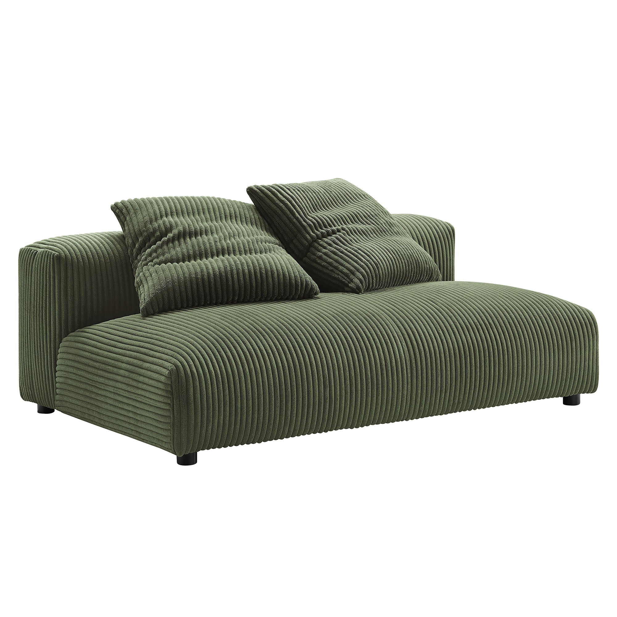 Solace Modular Corduroy Upholstered Armless Loveseat, Fern