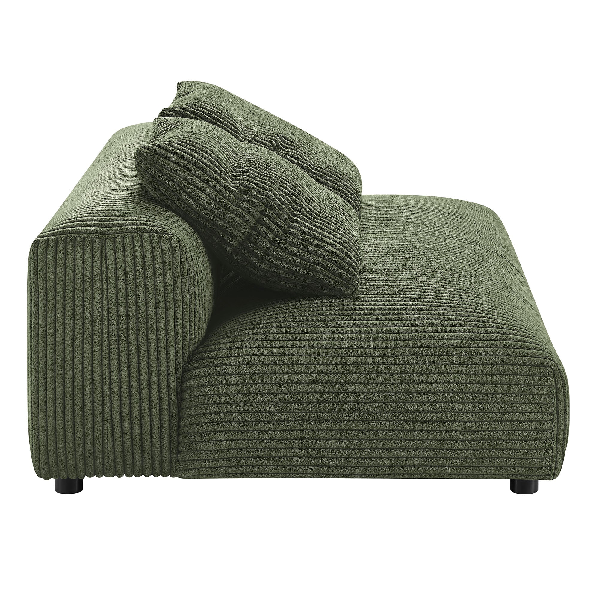 Solace Modular Corduroy Upholstered Armless Loveseat and Ottoman Set, Fern