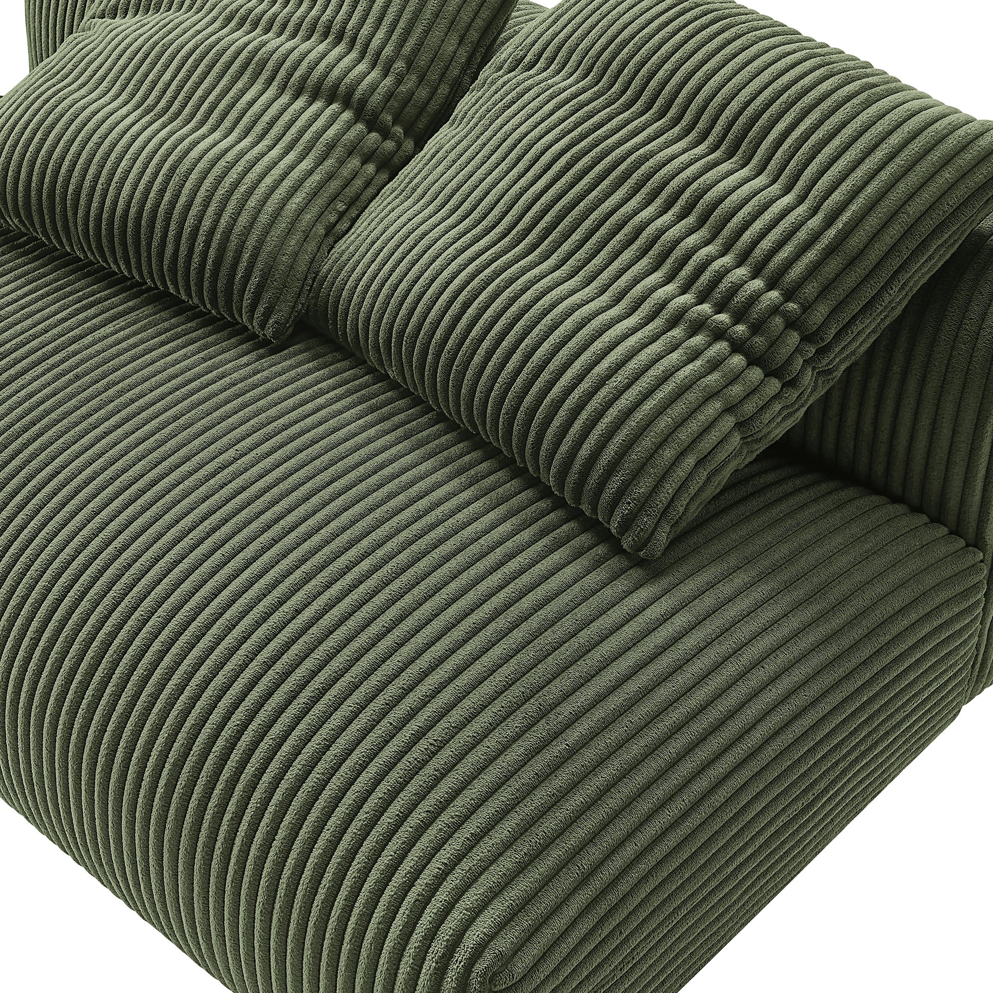 Solace Modular Corduroy Upholstered Armless Loveseat, Fern