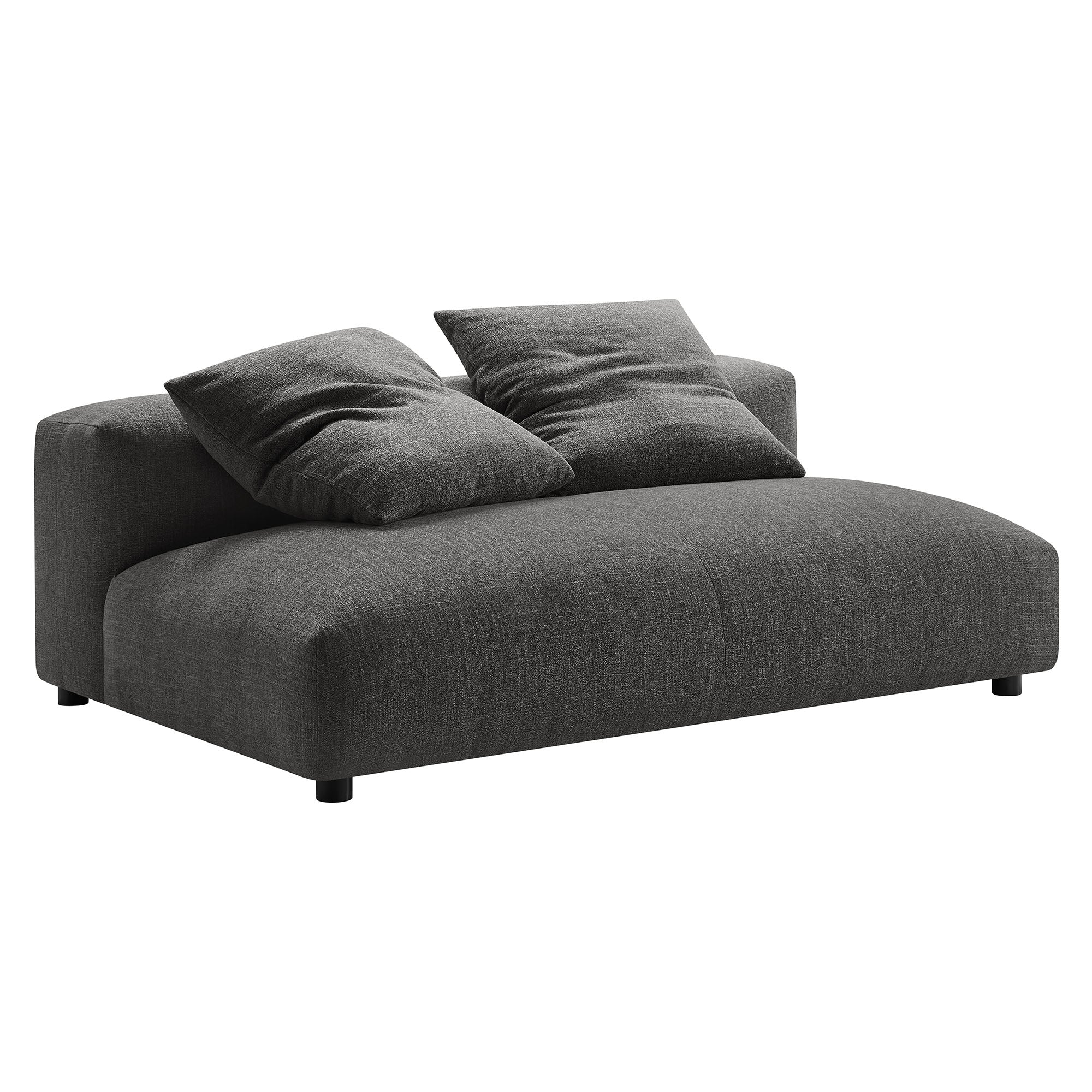 Solace 2-Piece Modular Upholstered Fabric Sectional Sofa With Chaise, Charcoal