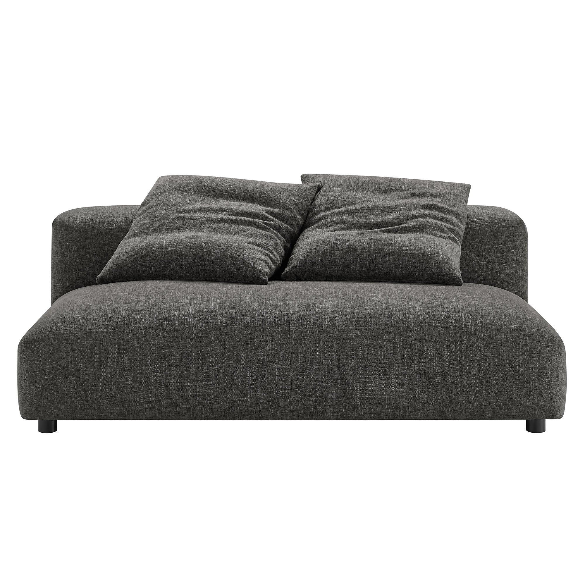 Solace 2-Piece Modular Upholstered Fabric Sectional Sofa With Chaise, Charcoal
