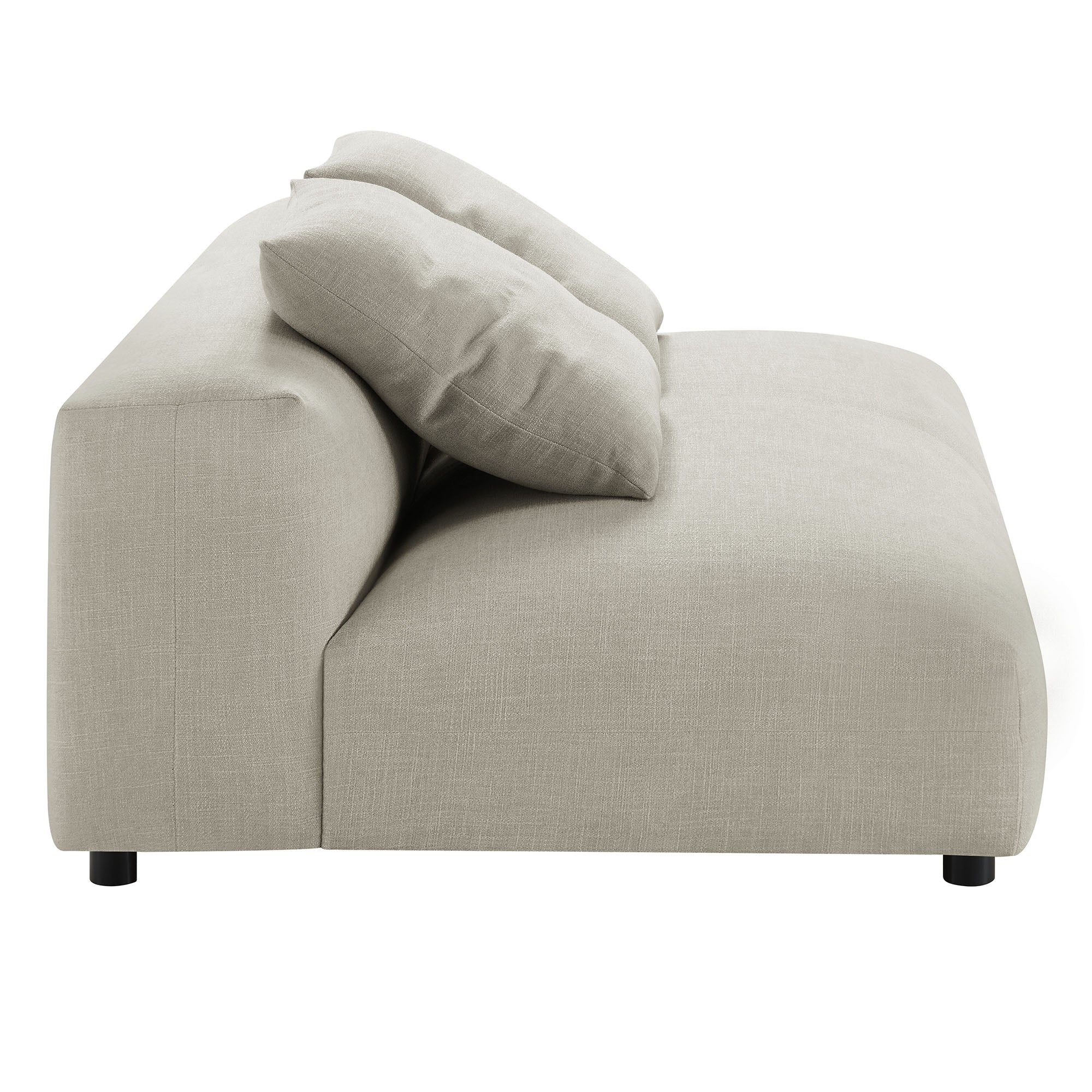 Solace Modular Upholstered Fabric Armless Loveseat and Ottoman Set, Linen