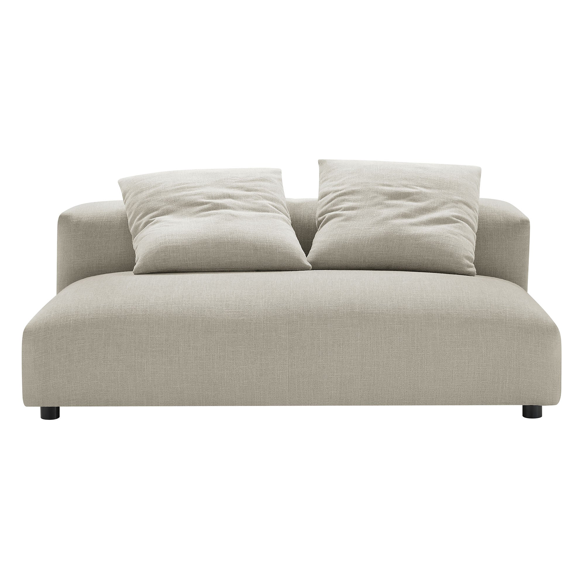 Solace Modular Upholstered Fabric Armless Loveseat and Ottoman Set, Linen