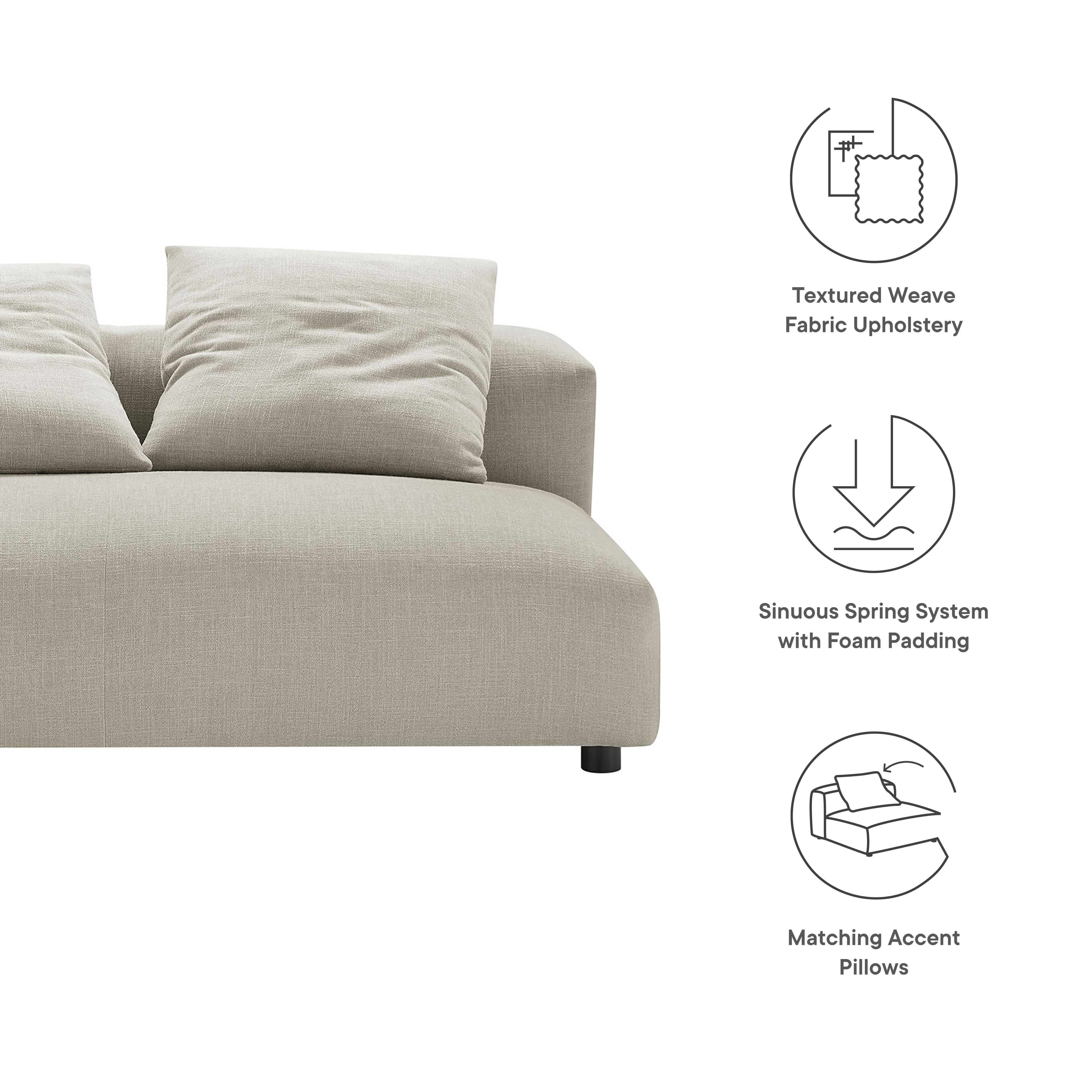 Solace Modular Upholstered Fabric Armless Loveseat, Linen
