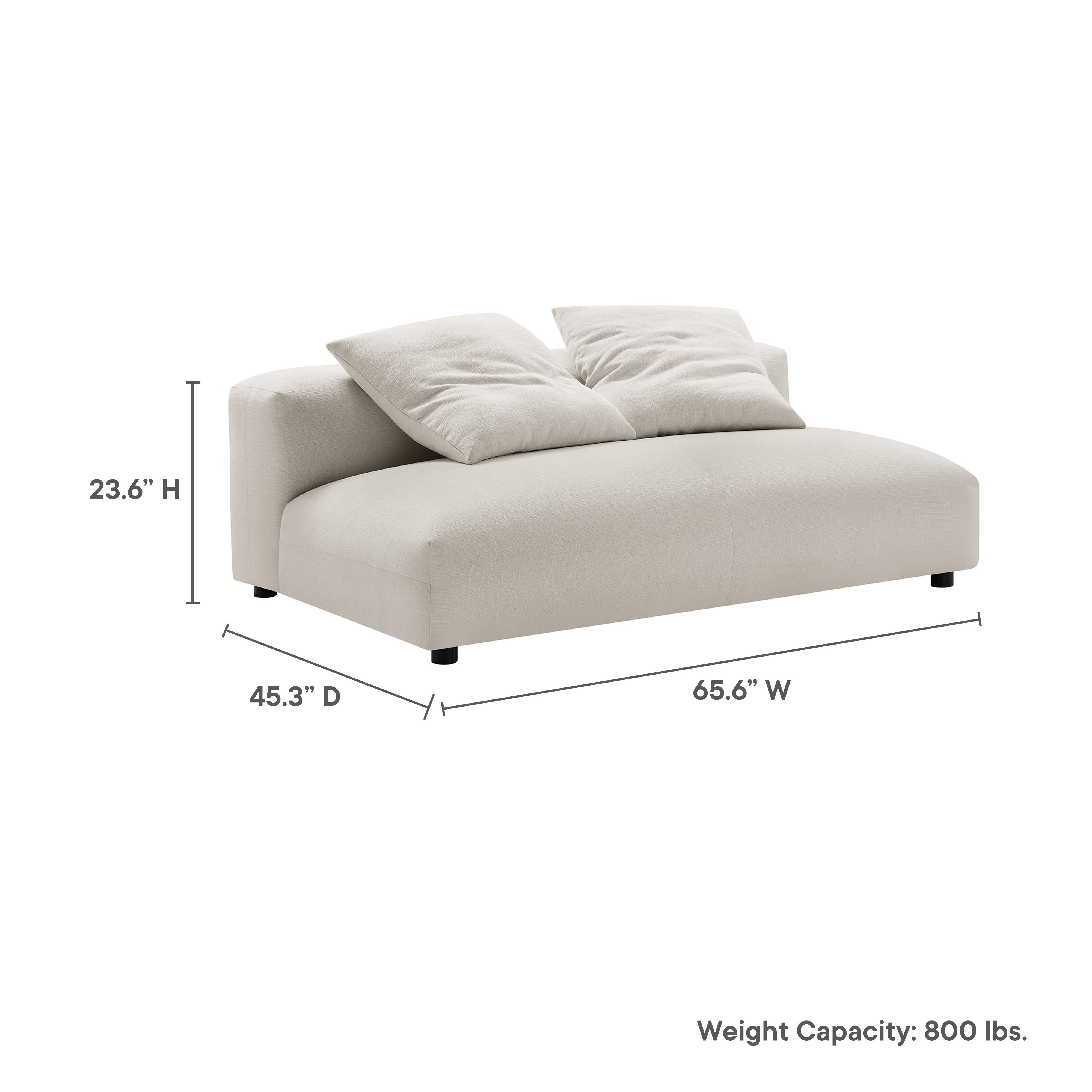 Solace Modular Upholstered Fabric Armless Loveseat, Salt