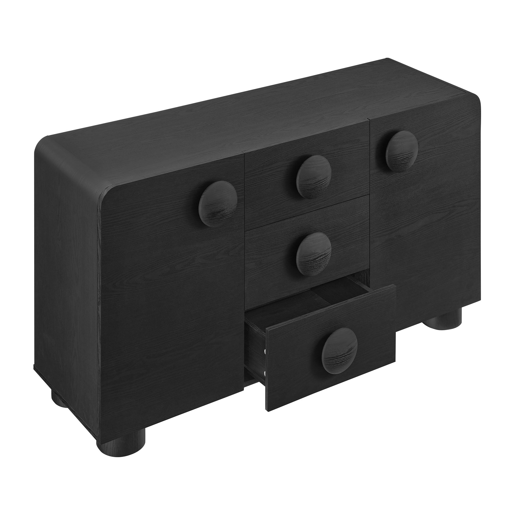 Sonnet 57" Sideboard Storage Cabinet, Black