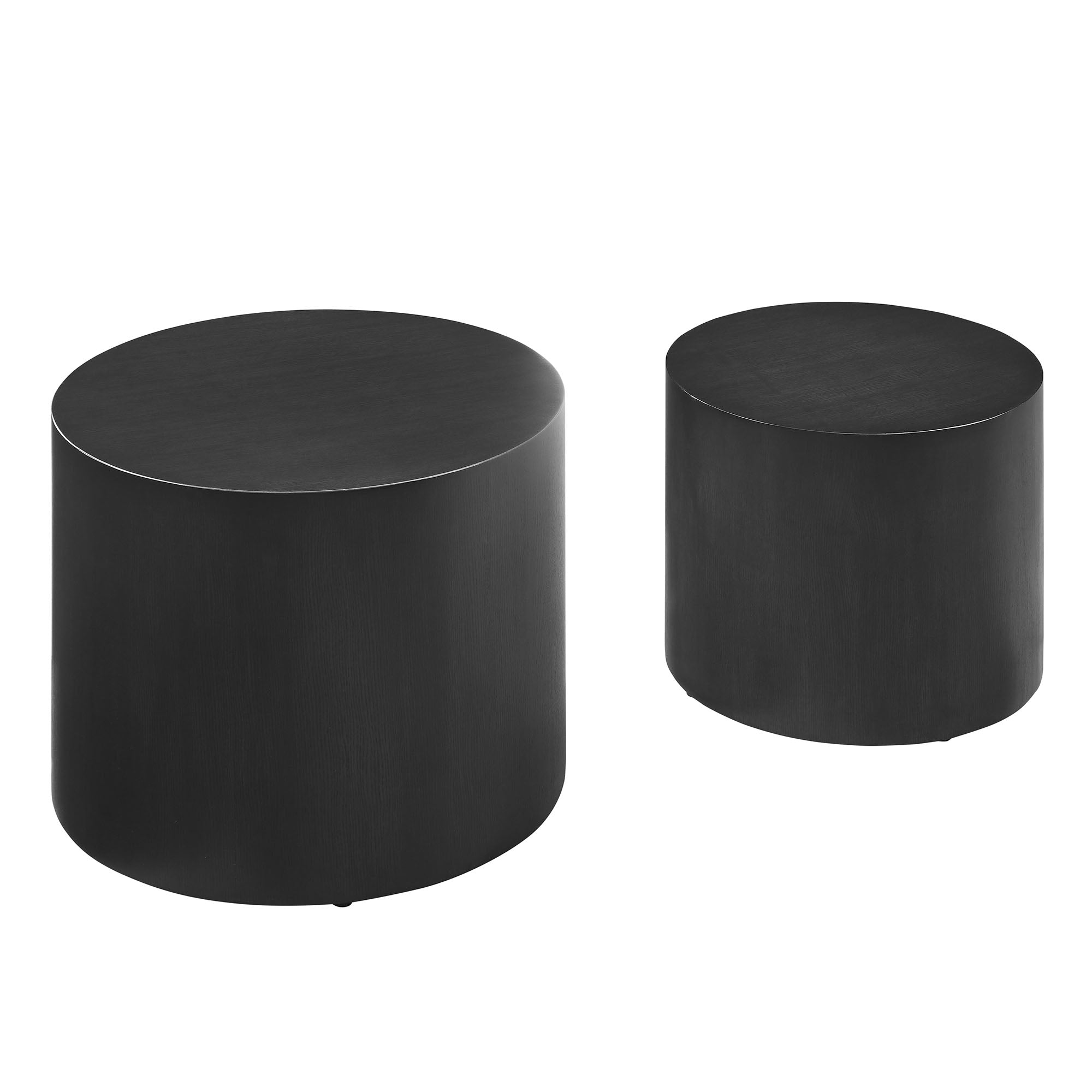 Amani Round Nesting Coffee Tables Set of 2, Black