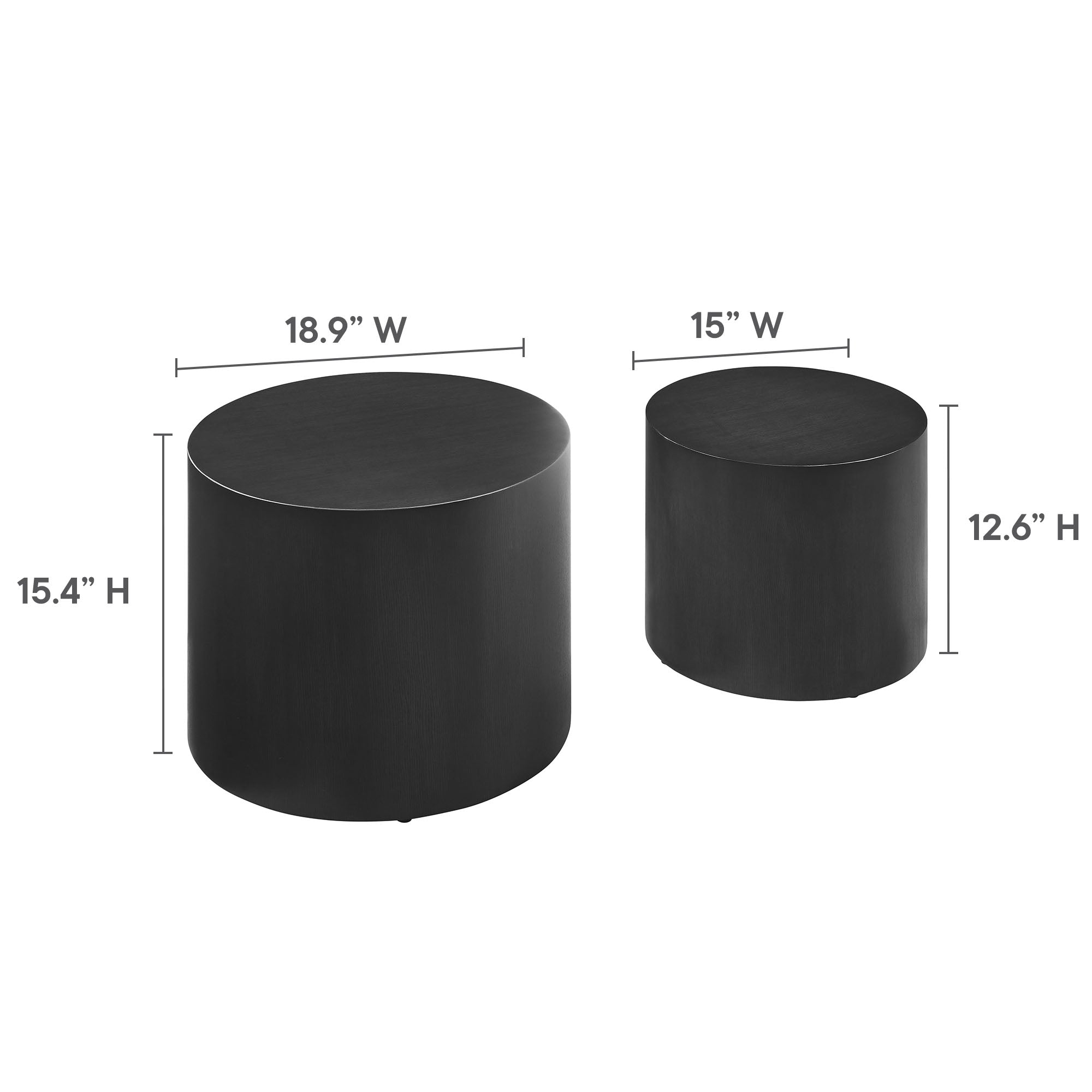 Amani Round Nesting Coffee Tables Set of 2, Black