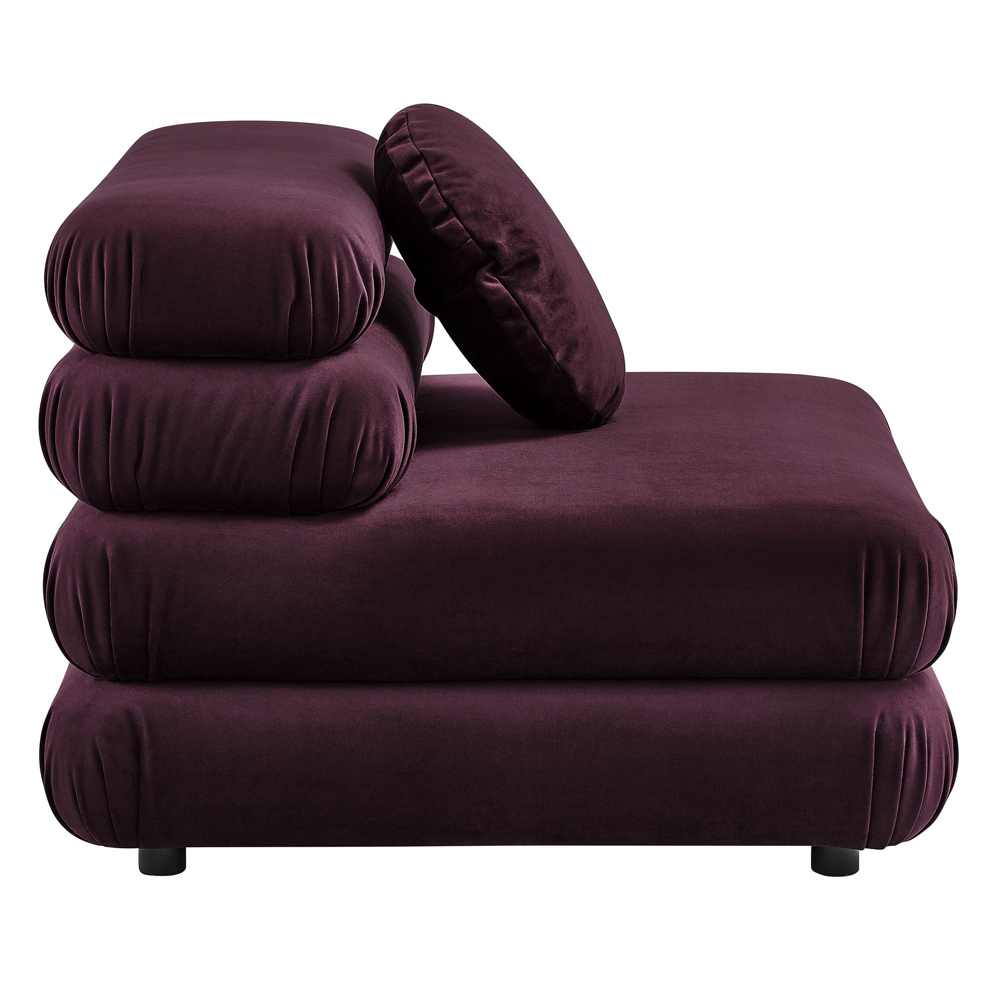 Jubilee Modular Performance Velvet Armless Chair, Mulberry