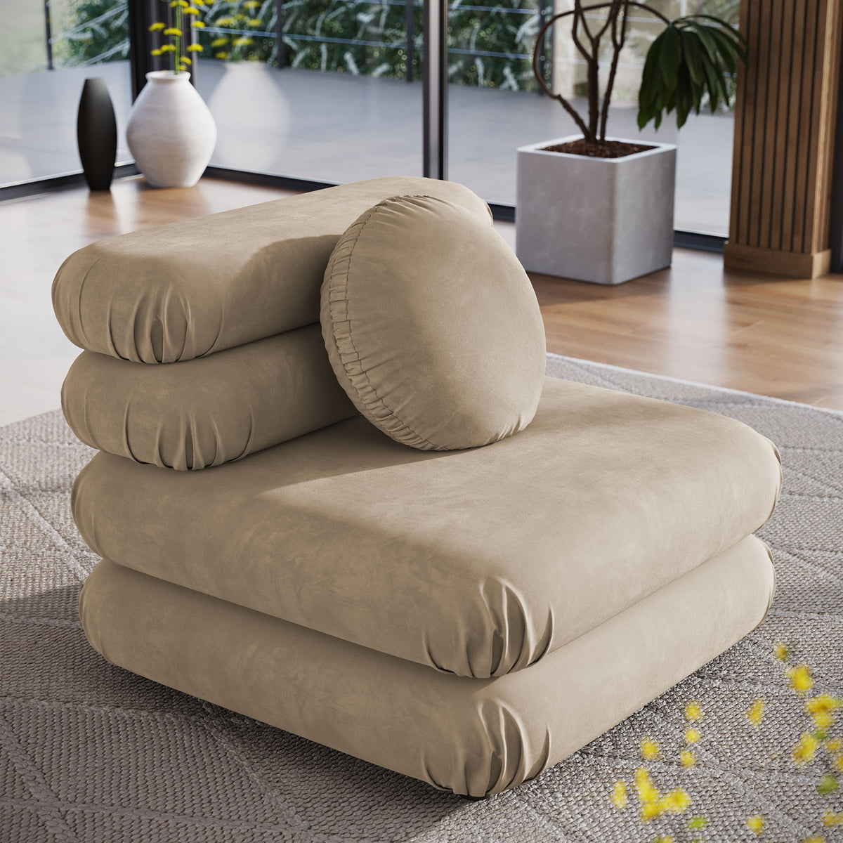 Jubilee Modular Performance Velvet Armless Chair, Taupe