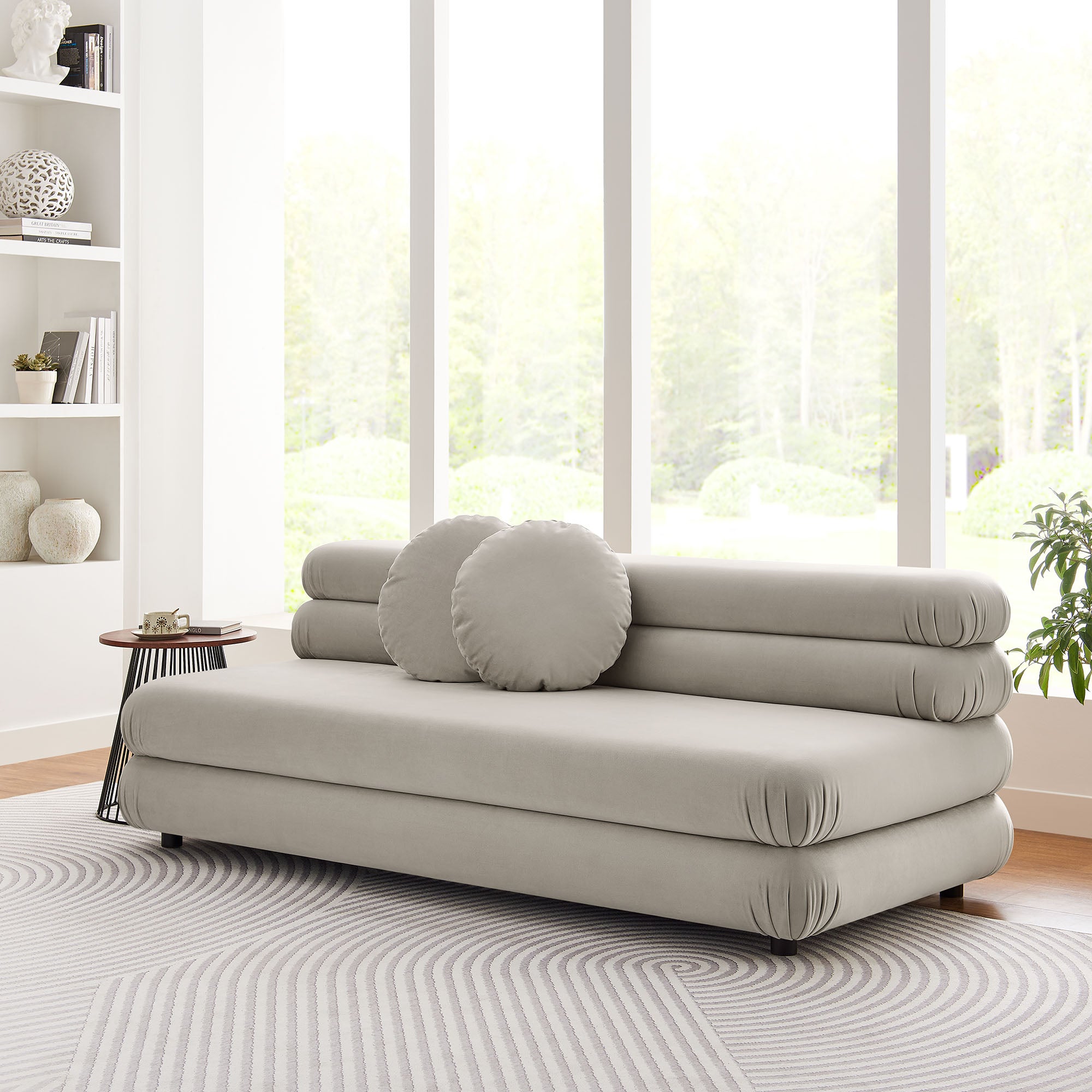 Jubilee Modular Performance Velvet Armless Loveseat, Almond