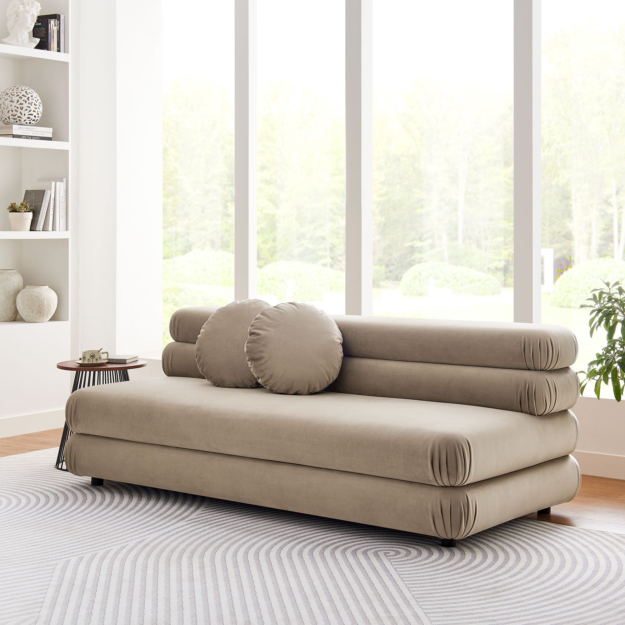Jubilee Modular Performance Velvet Armless Loveseat, Taupe