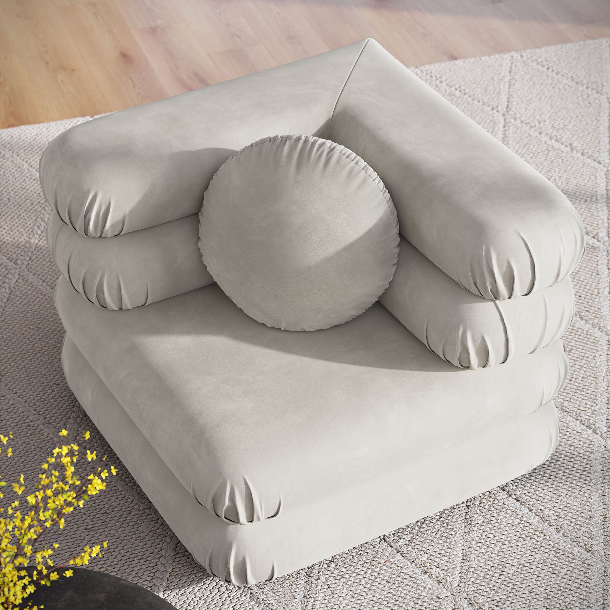 Jubilee Modular Performance Velvet Corner Chair, Almond