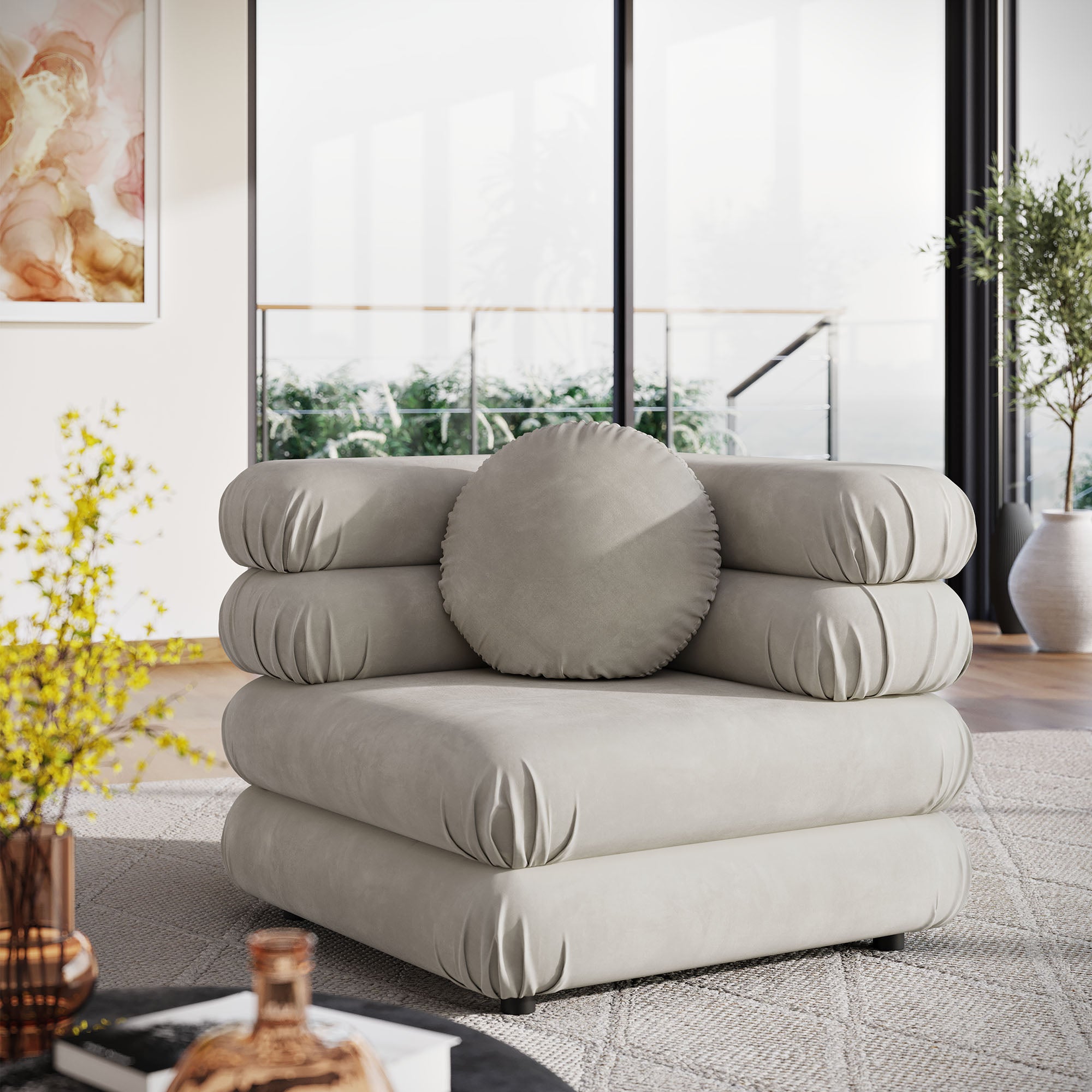 Jubilee Modular Performance Velvet Corner Chair, Almond