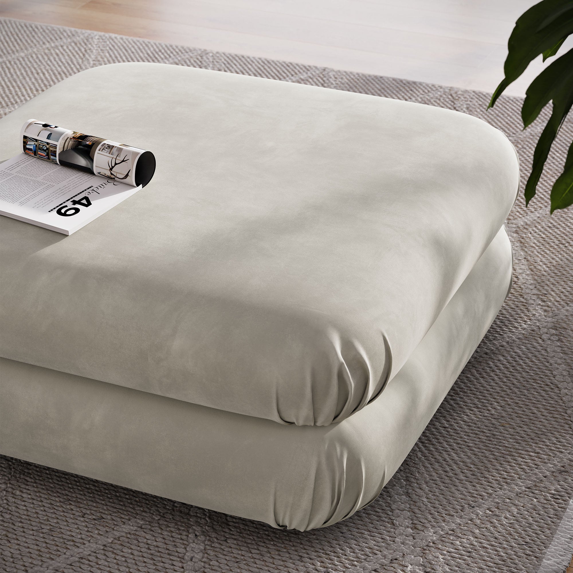 Jubilee Modular Performance Velvet Ottoman, Almond