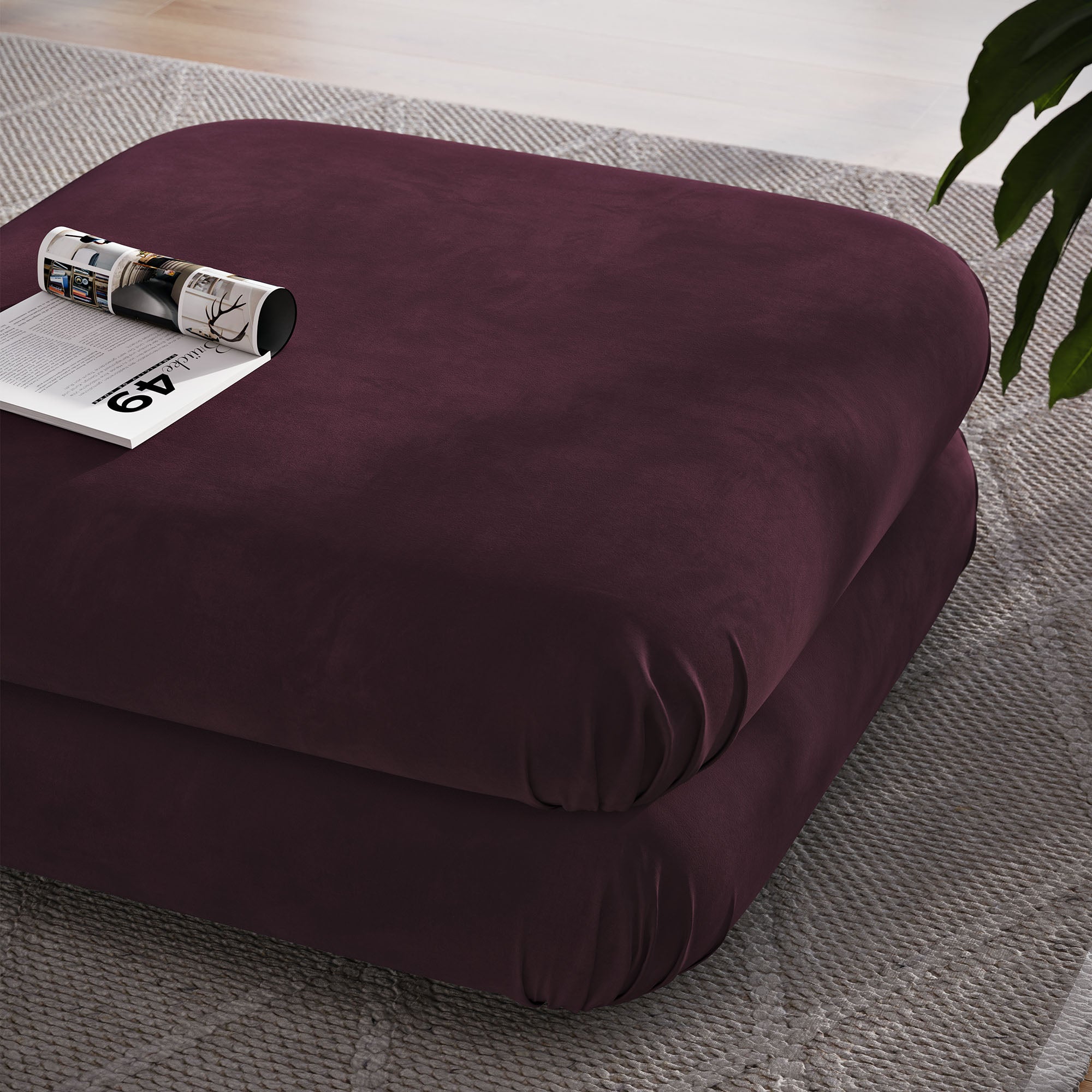 Jubilee Modular Performance Velvet Ottoman, Mulberry