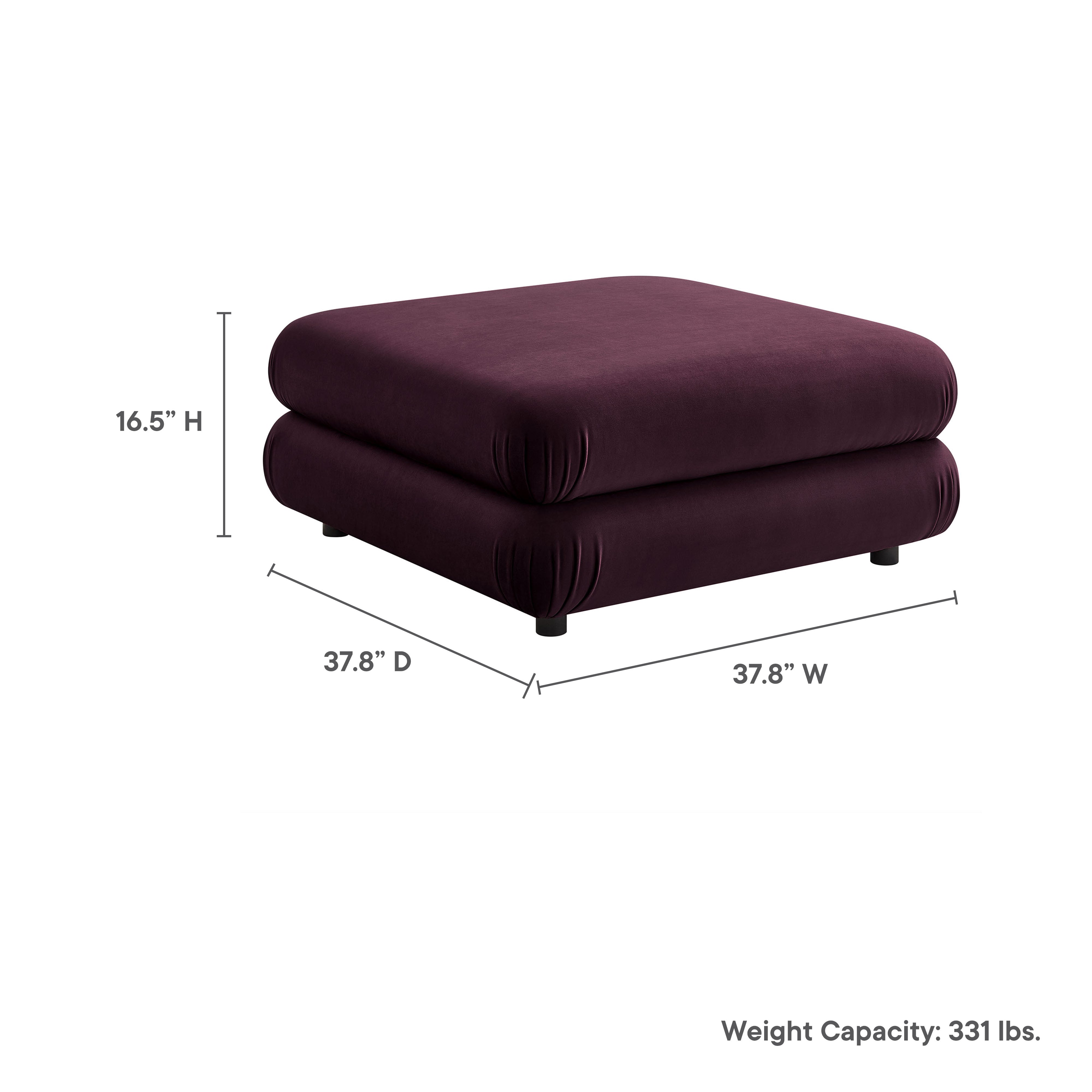 Jubilee Modular Performance Velvet Ottoman, Mulberry